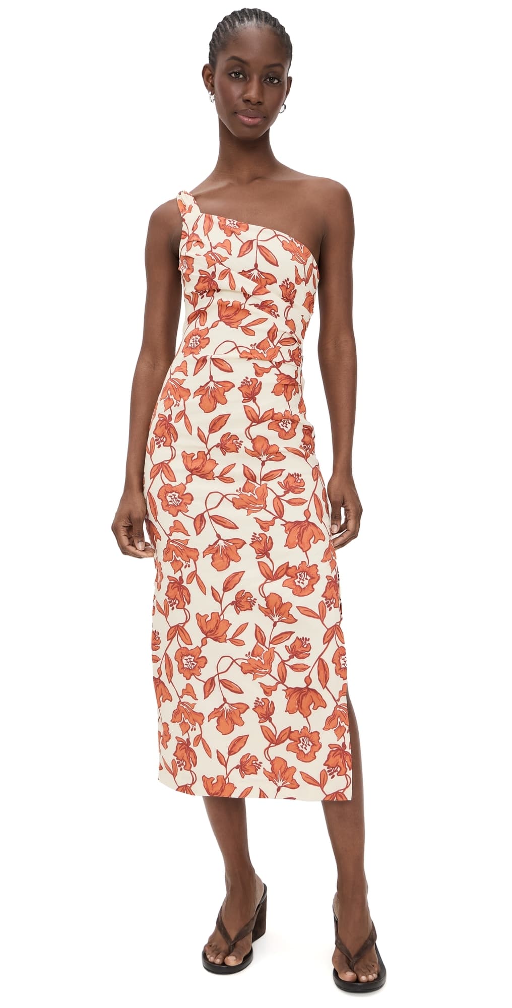 SIR. Chloe One Shoulder Linen Midi Dress Tuileries