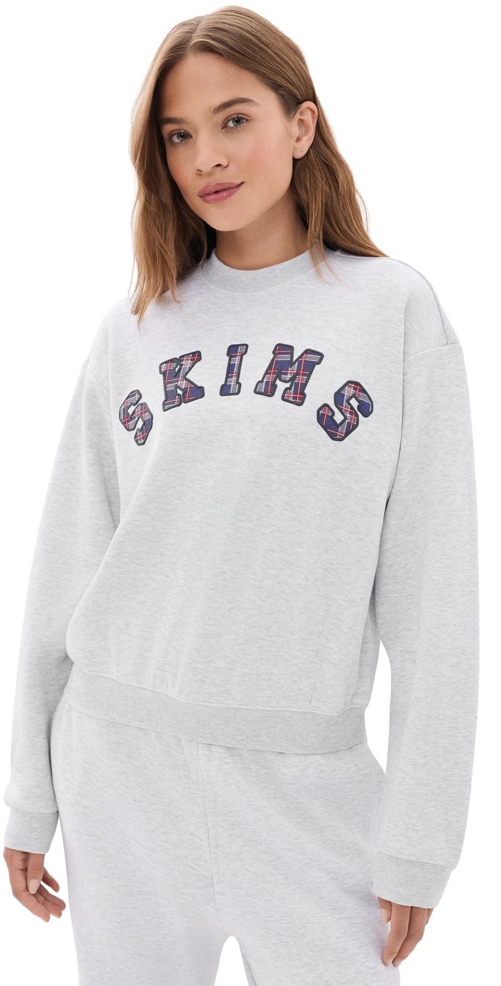SKIMS Classic Crew Neck Lhg Arched Skims Plaid