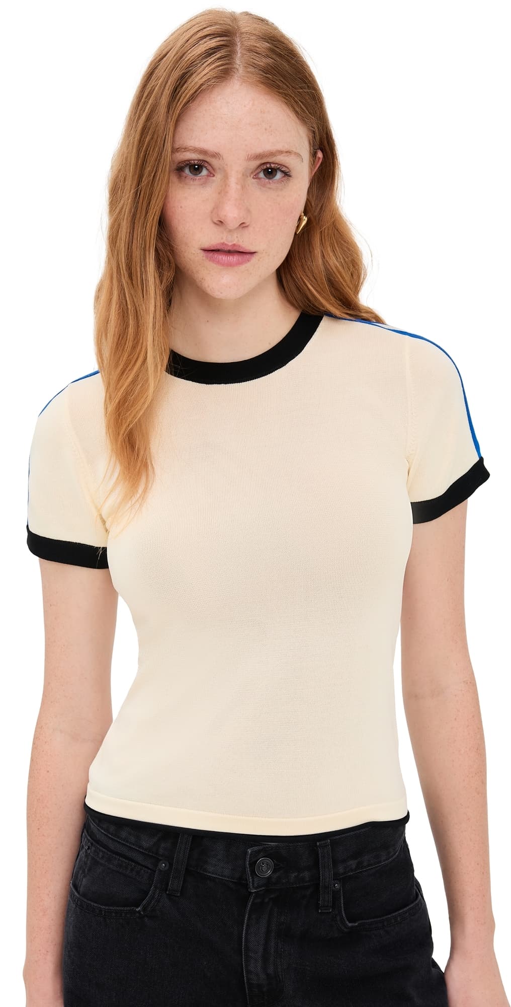 State & Lake Ringer Track Tee White/Cobalt/Black