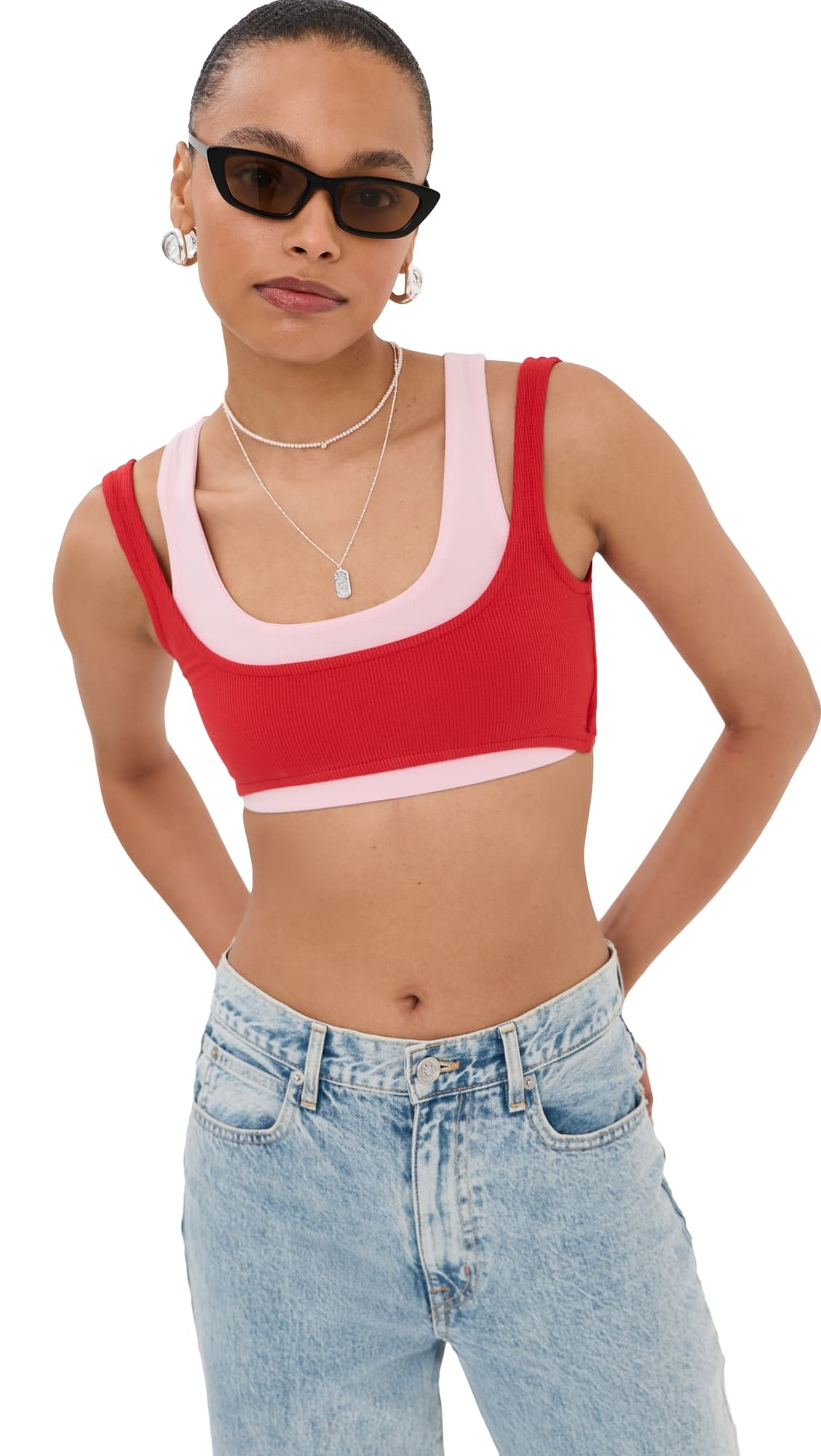 State & Lake Jane Bralette Pink/Red