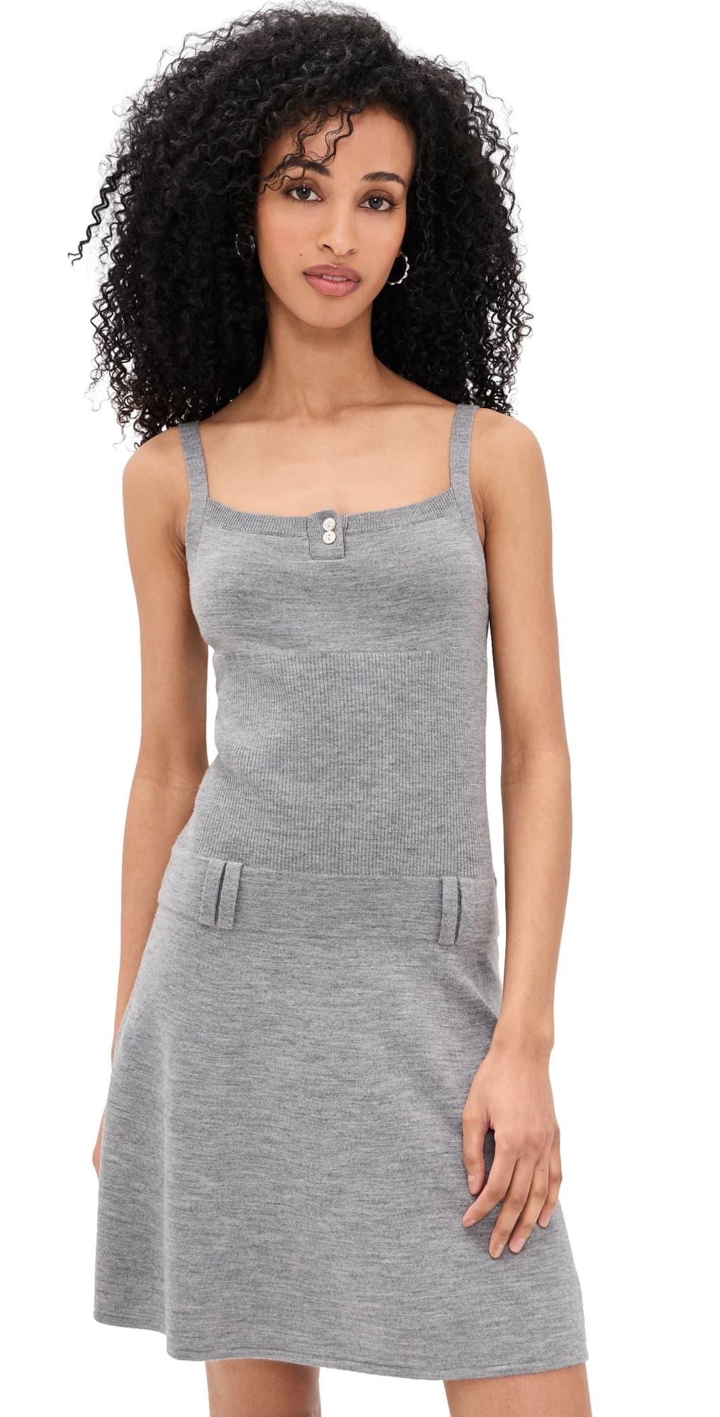 Sandy Liang Glace Merino Wool Dress Heather Grey