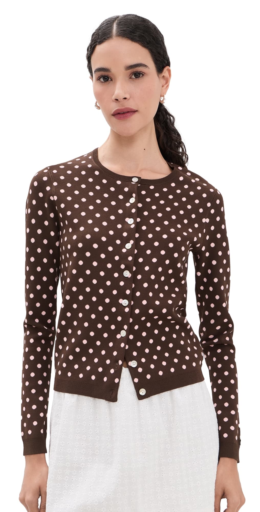 Sandy Liang Fable Cardigan Brown Multi