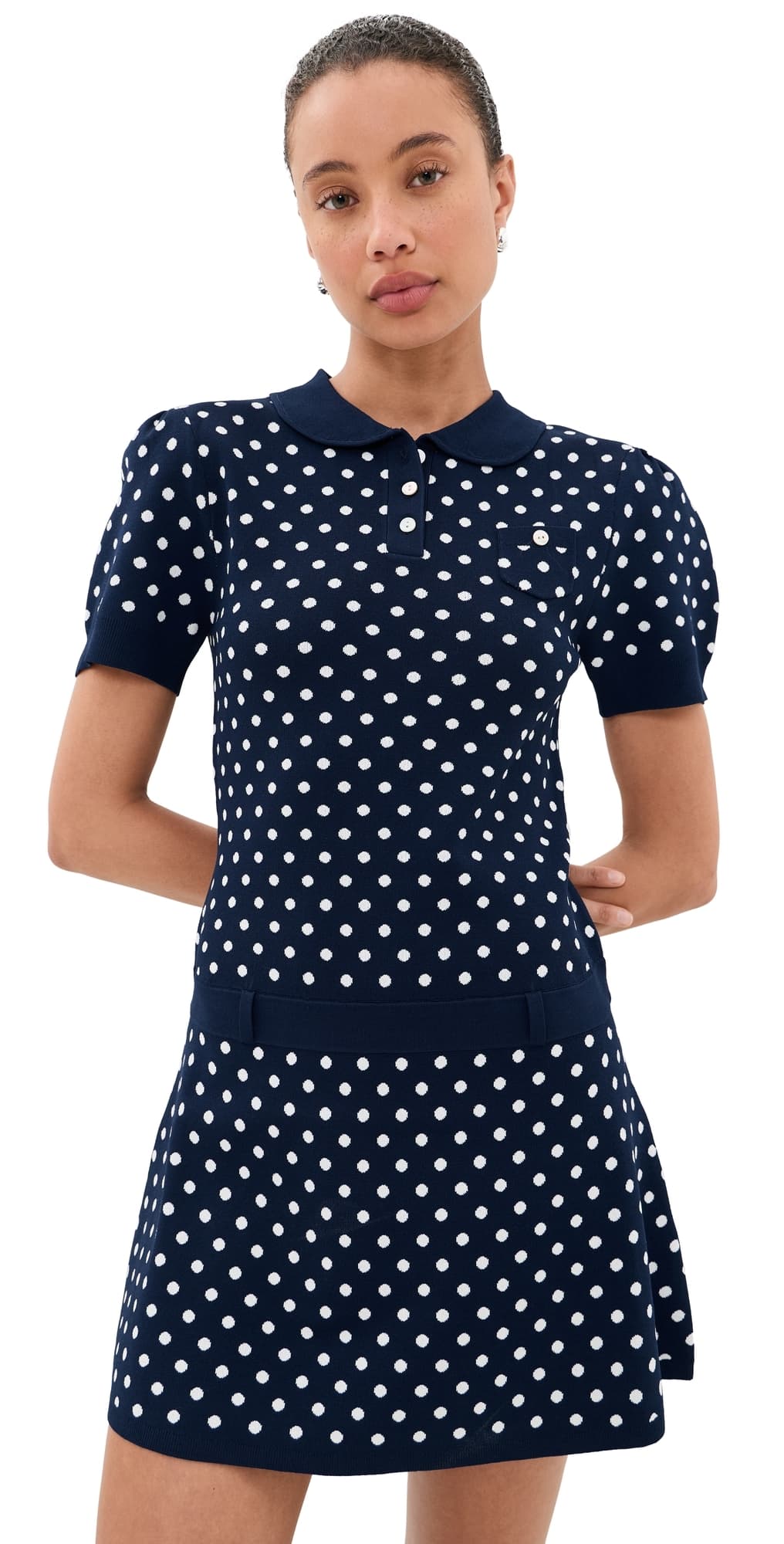 Sandy Liang Tumi Sweater Dress Navy Multi