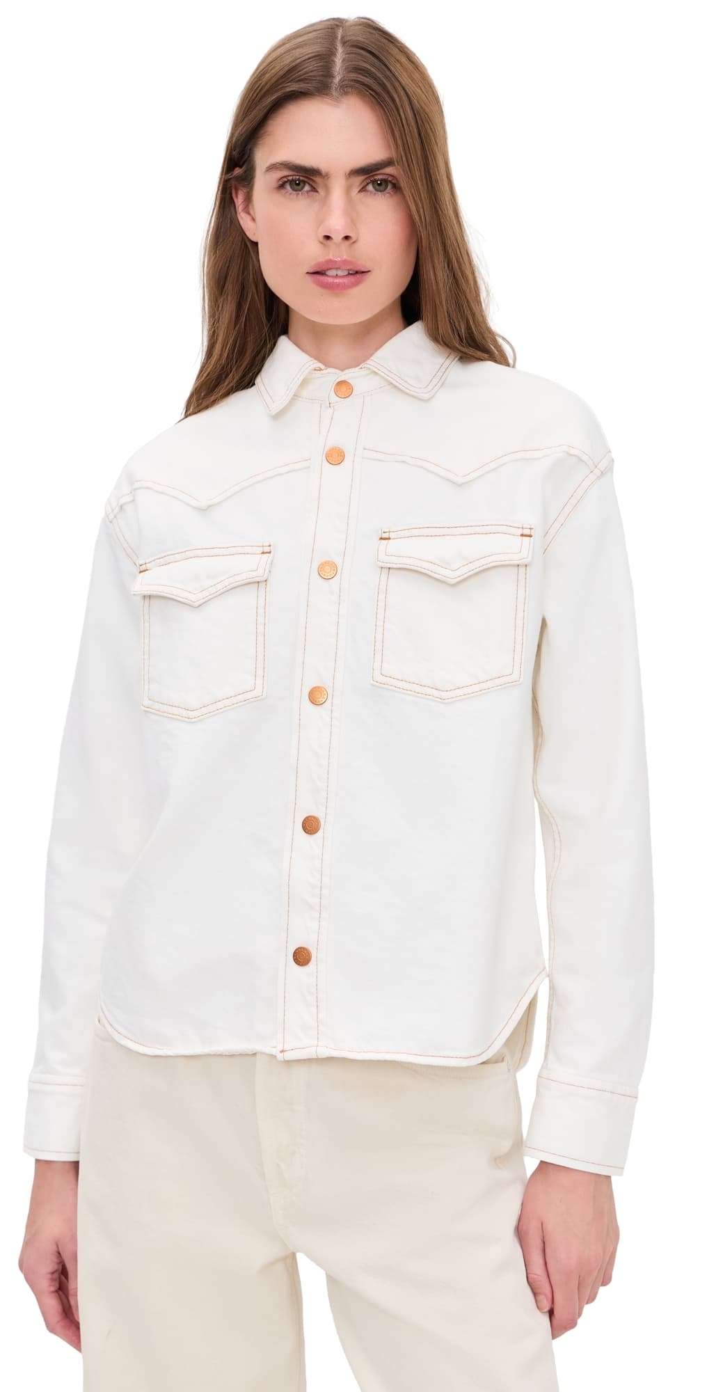 SLVRLAKE Cassidy Denim Button Down Shirt Natural White