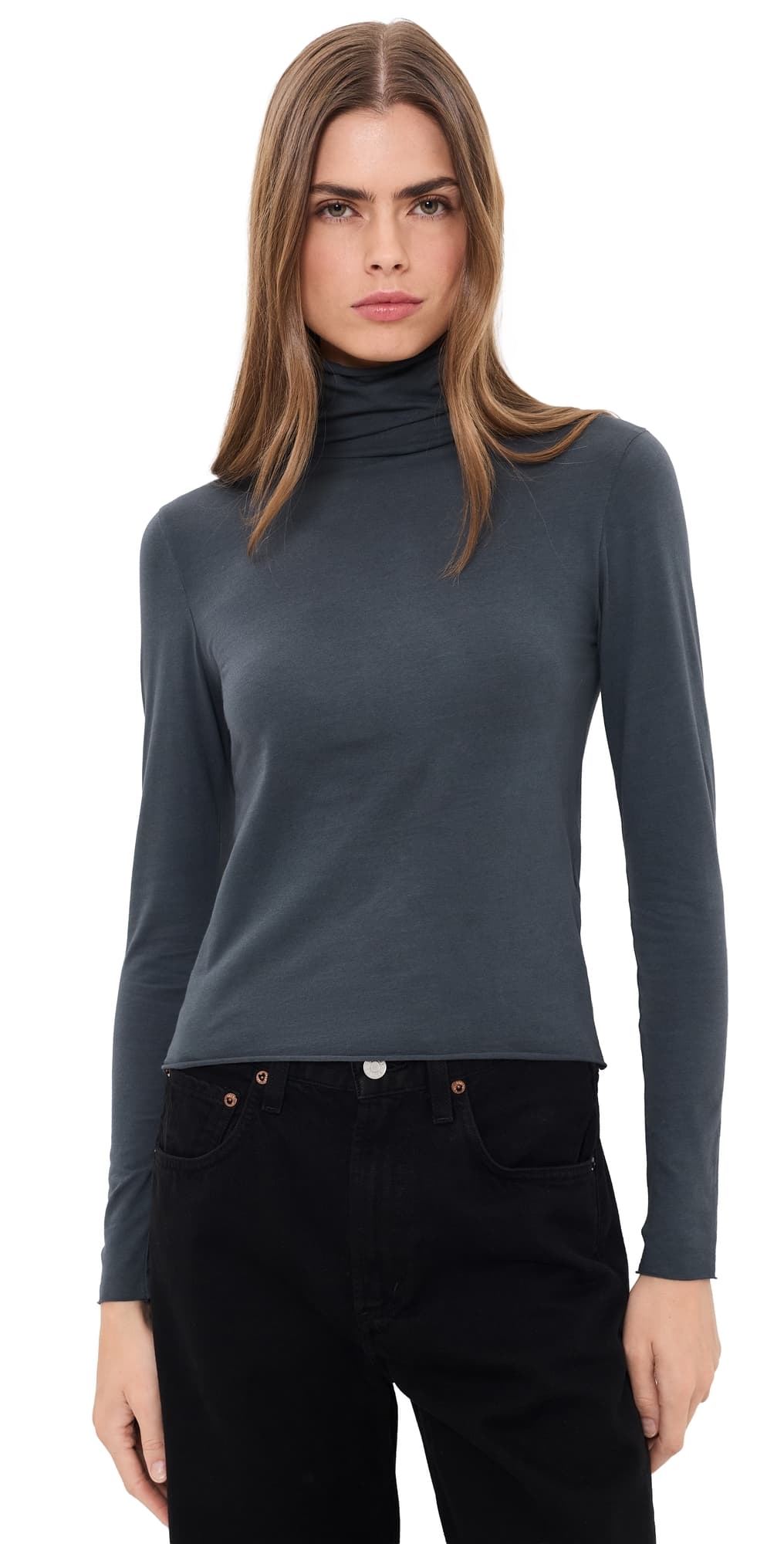 SLVRLAKE Supima Turtleneck Tee Washed Black