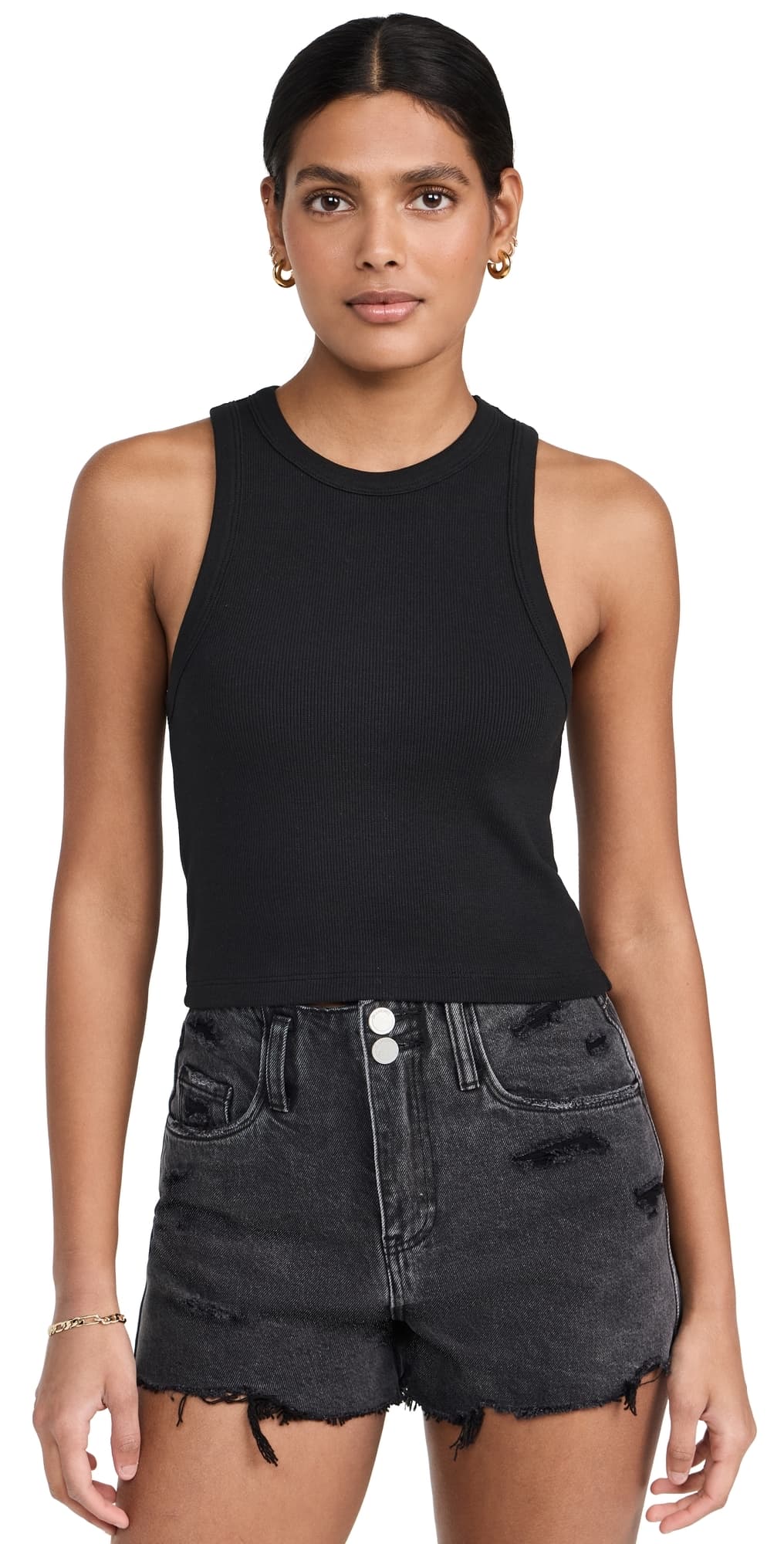 Sold Out NYC The Cropped Not So Basic Tank in Black Black