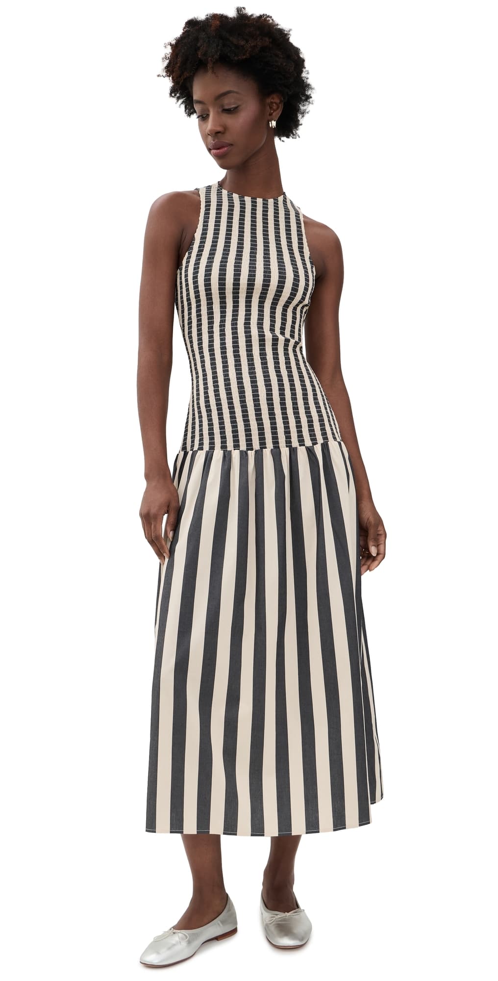 Solid & Striped The Arlin Dress Noir/Khaki Stripe