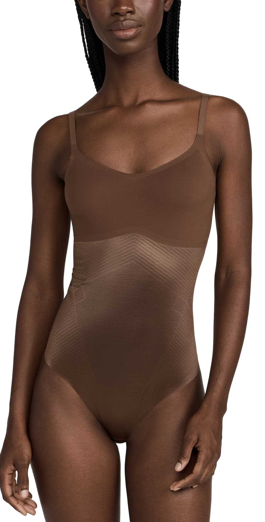 SPANX SPANXshape Invisible Cami Thong Bodysuit Chestnut Brown