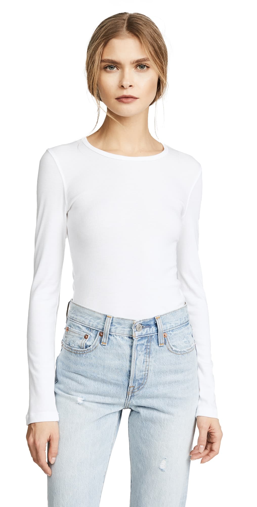 Splendid 1x1 Crew Neck Tee White