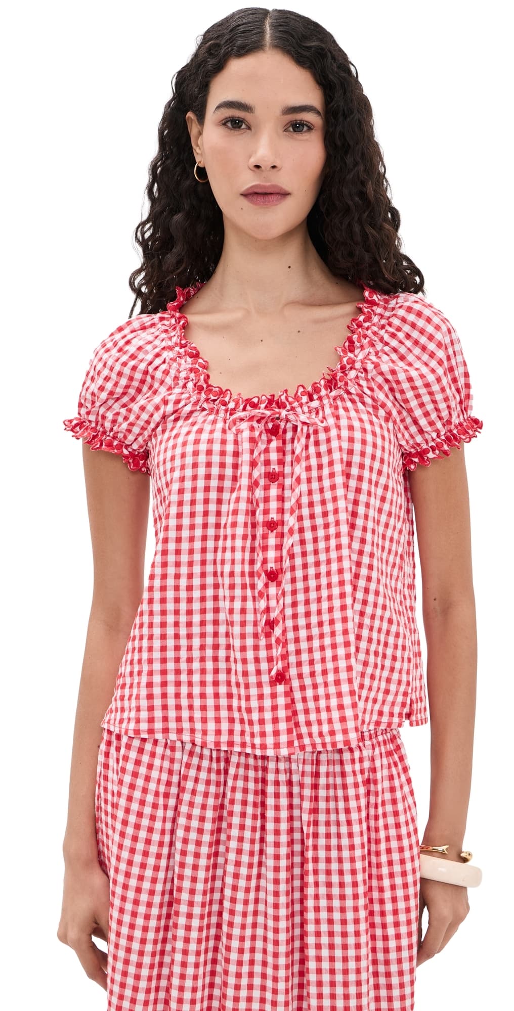 Splendid Gigi Gingham Top Firework/White