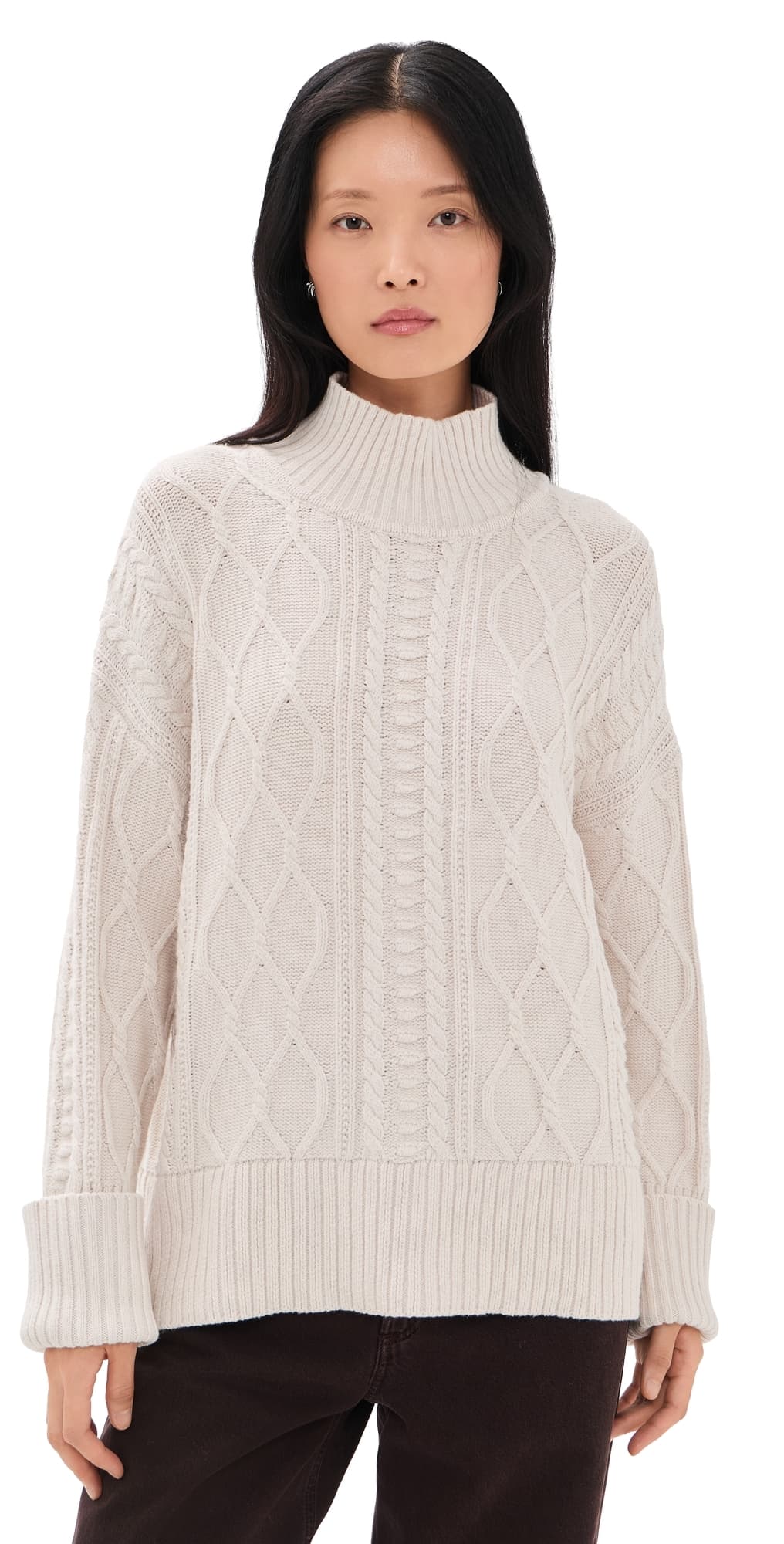 Splendid x @Cellajaneblog Cable Turtleneck Sweater Porcelain