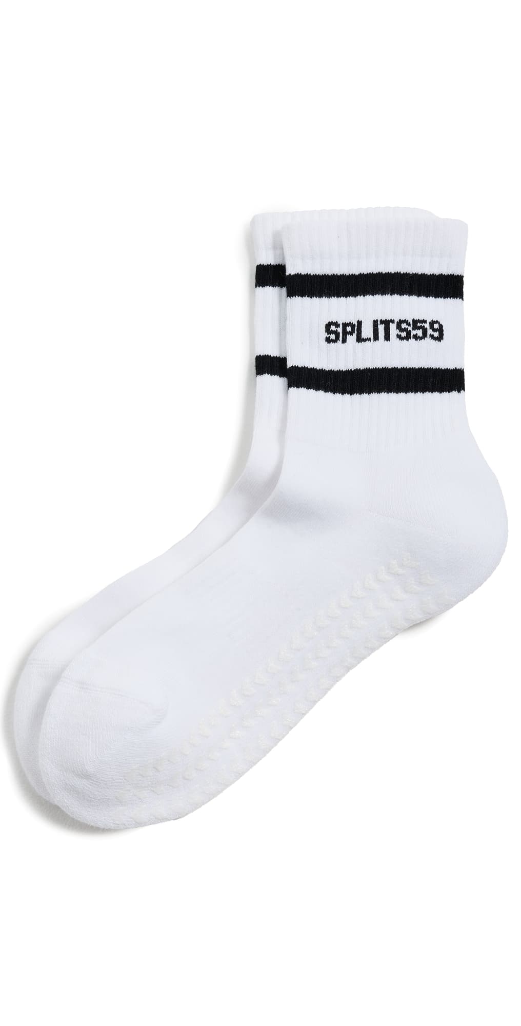 Splits59 Logo Stripe Quarter Socks with Grip White/Black