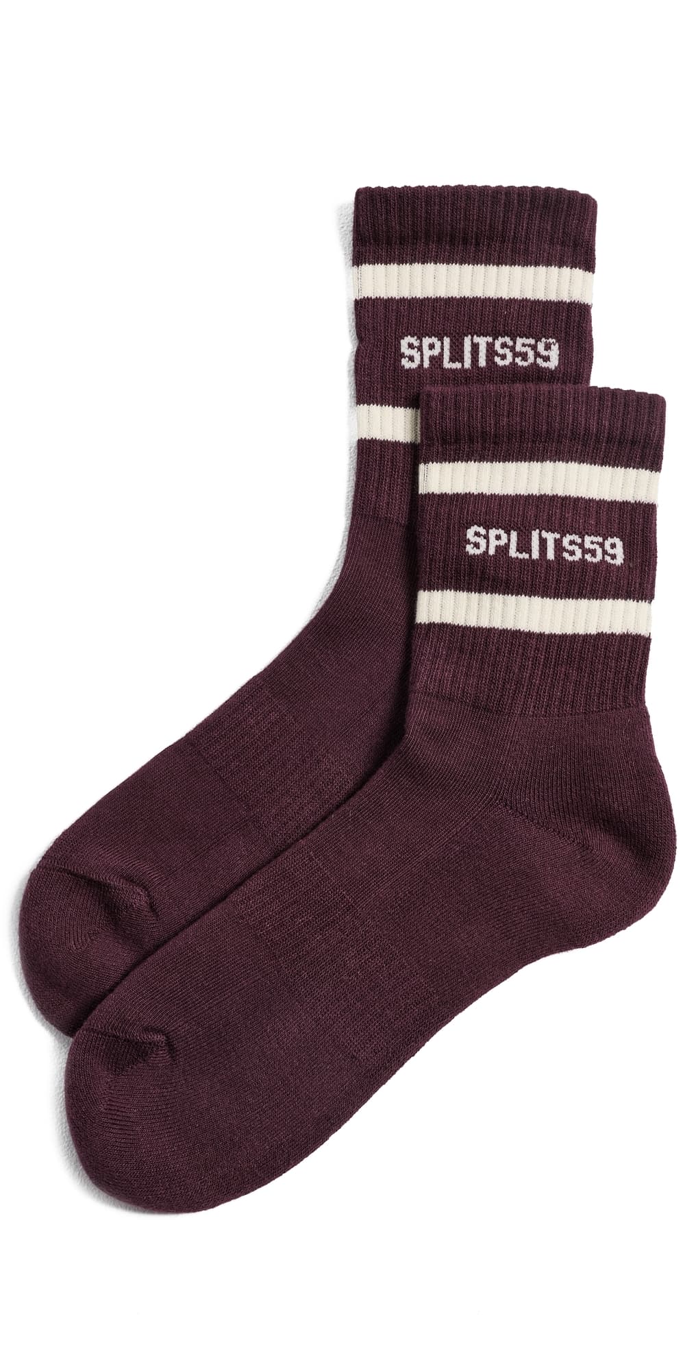 Splits59 Logo Stripe Quarter Socks Dark Cherry · One Size