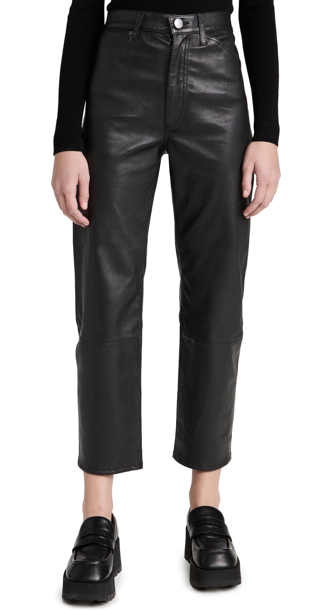 SPRWMN Straight Leg Leather Pants Black