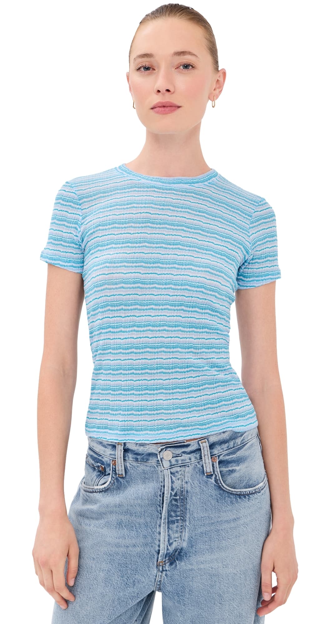 SPRWMN Baby Tee Turquoise Stripes