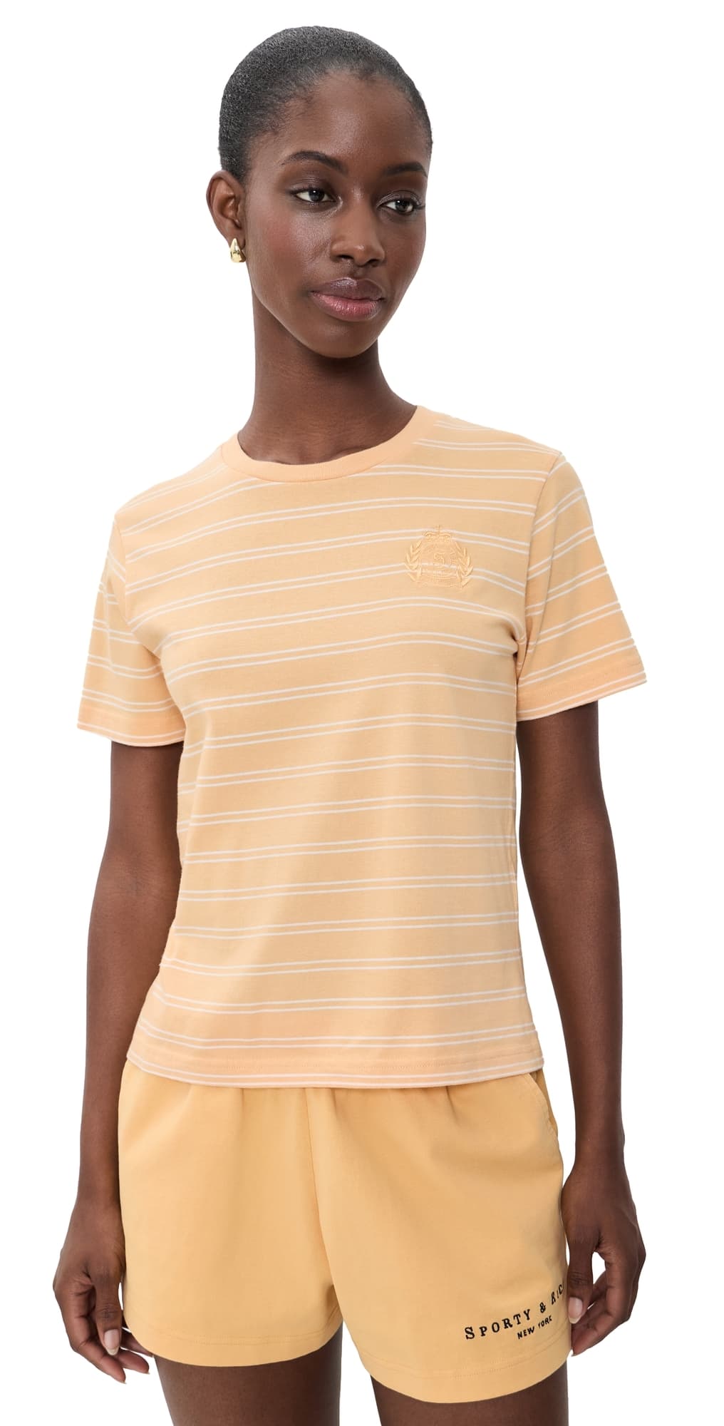 Sporty & Rich NY Crest T-Shirt Limone Striped Limone