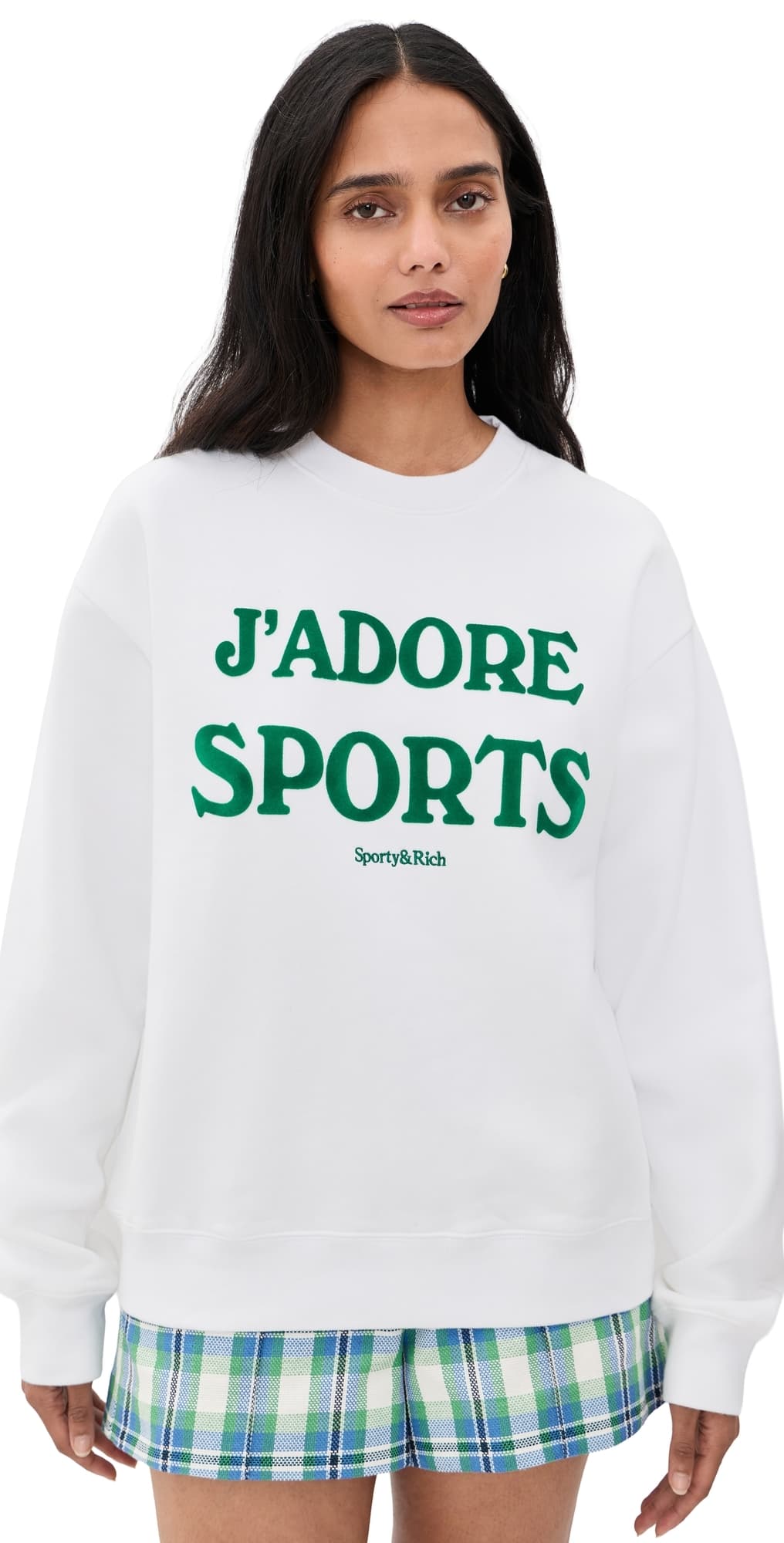 Sporty & Rich Jadore Flocked Crewneck Sweatshirt White Kelly