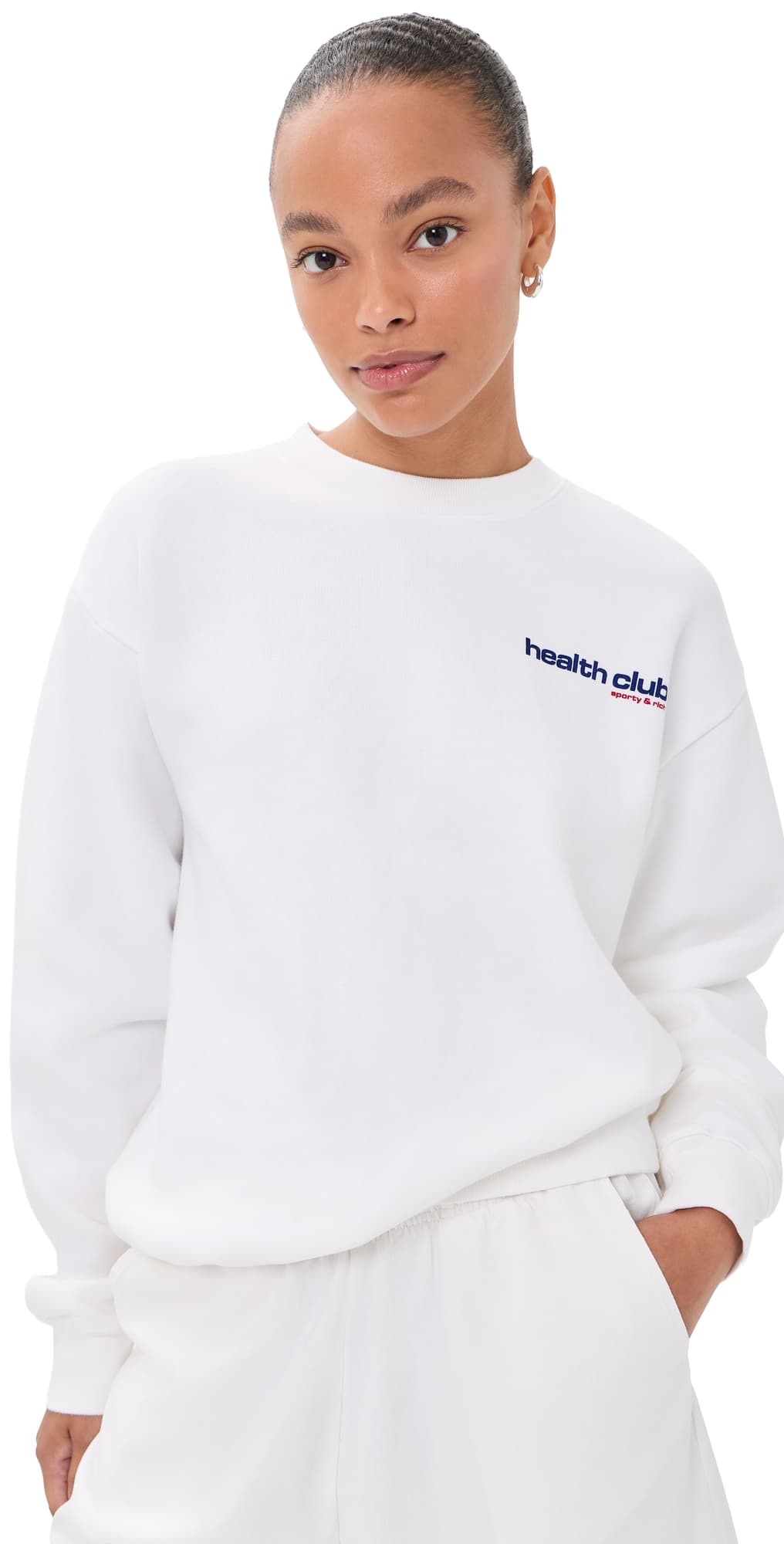 Sporty & Rich Bold Health Sweatshirt White Sports Red/Soda