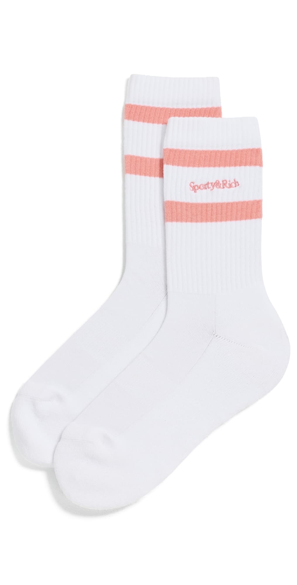 Sporty & Rich Serif Logo Socks White/Flamingo