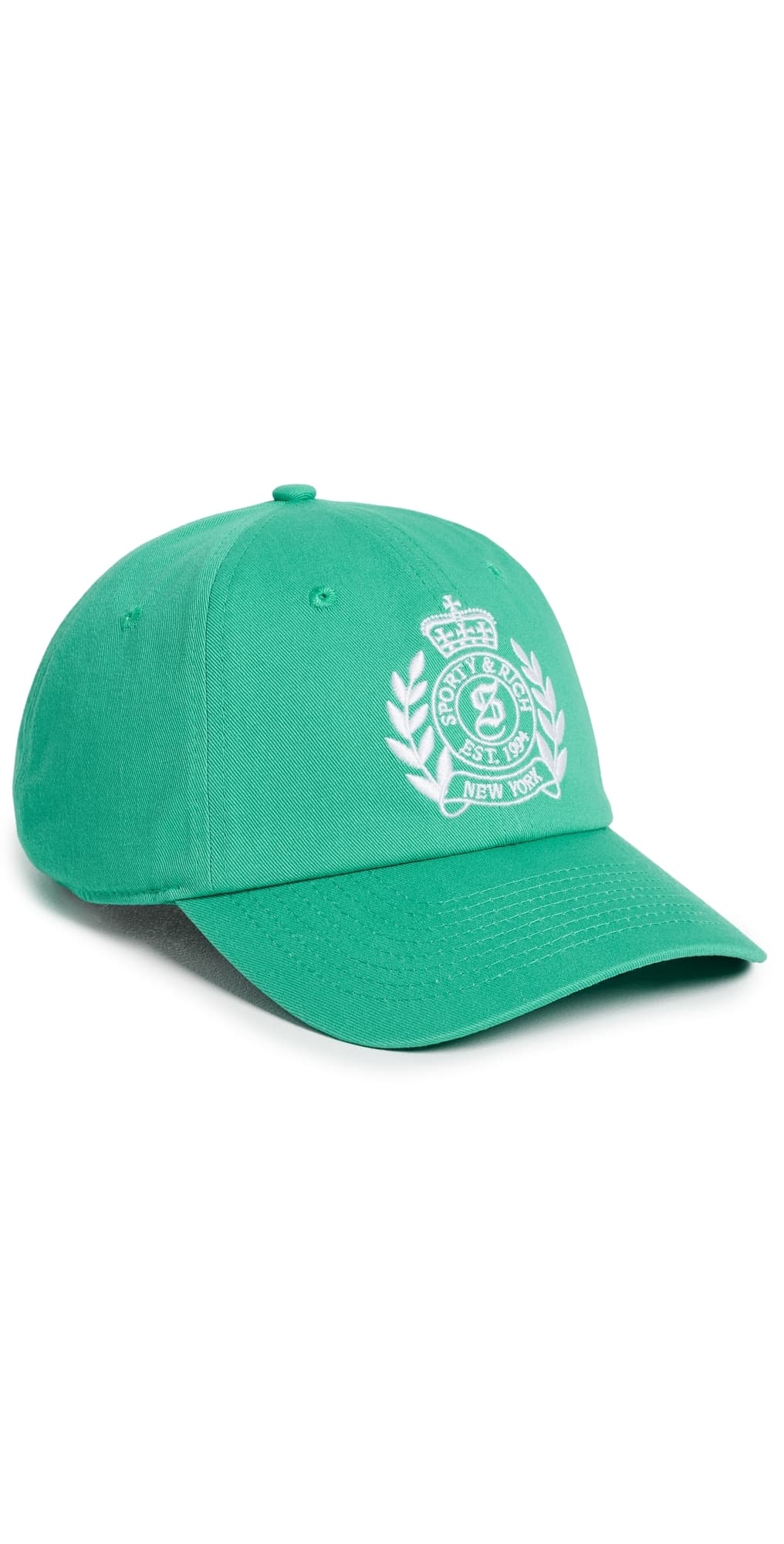 Sporty & Rich NY Crest Hat Amalfi Green White · One Size
