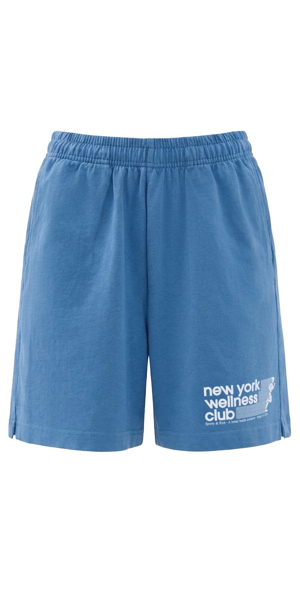 Sporty & Rich USA Wellness Club Gym Shorts 5.5 Dusty Blue White