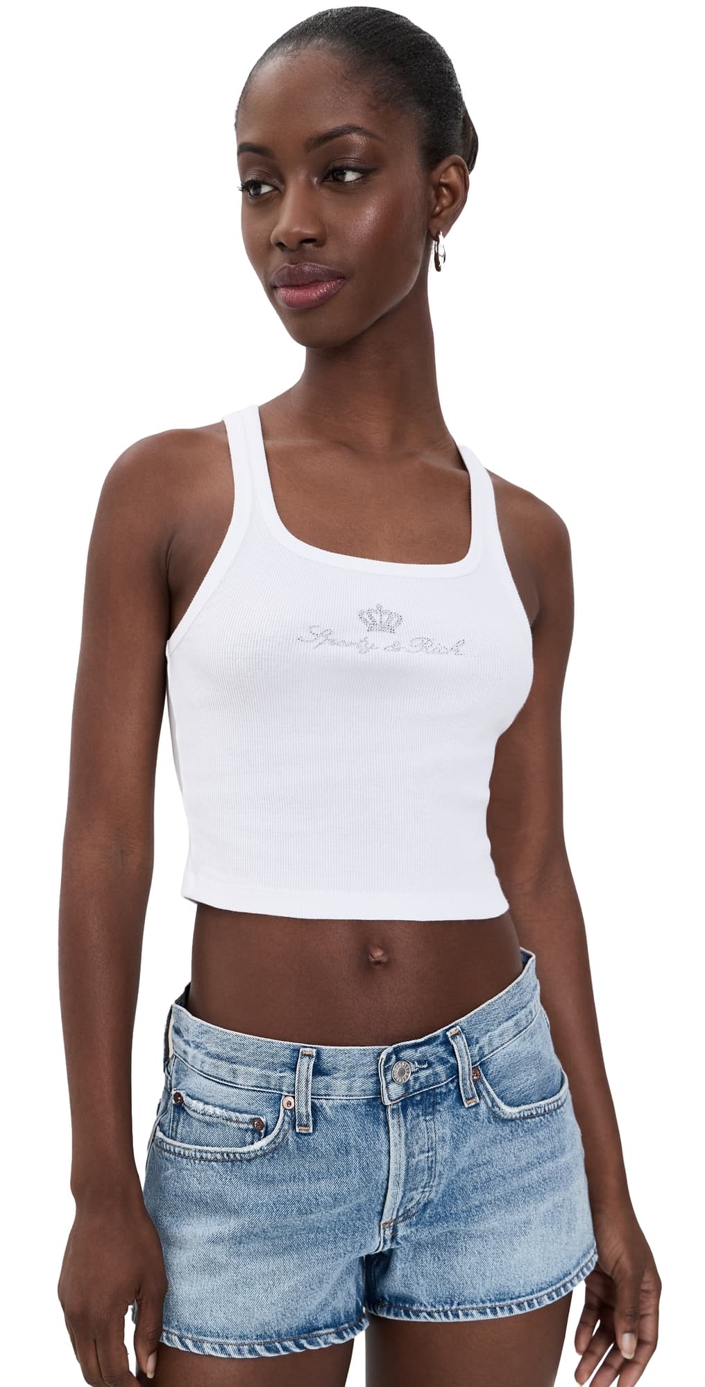Sporty & Rich Juicy Crown Ribbed Tank White