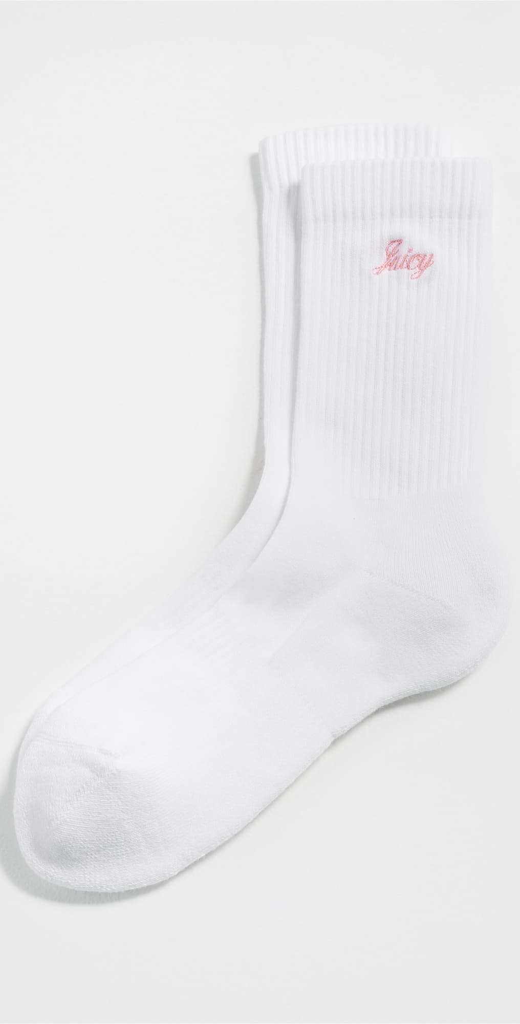 Sporty & Rich Juicy Script Socks White/Rose · One Size
