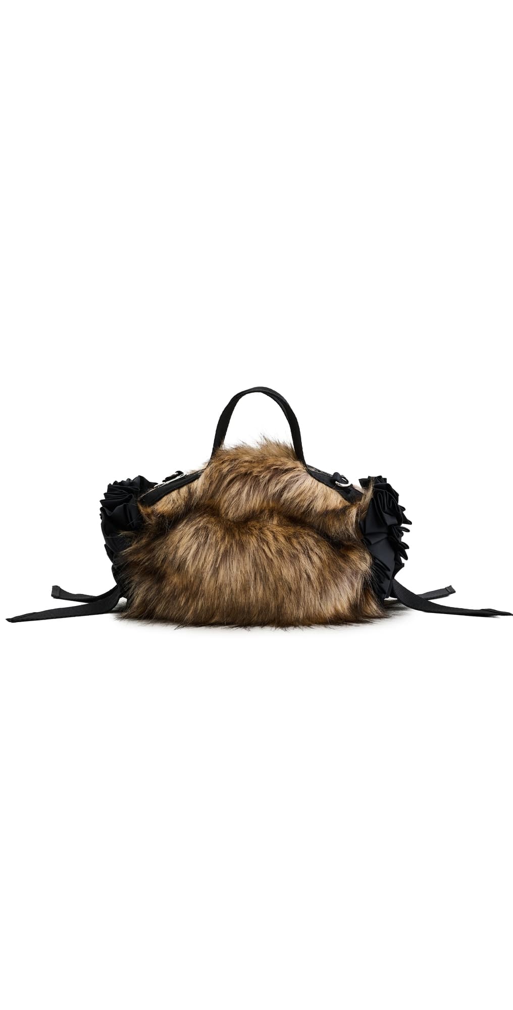 Simone Rocha Mini Faux Fur Double Ribbon Rosette Bag Brown/Black