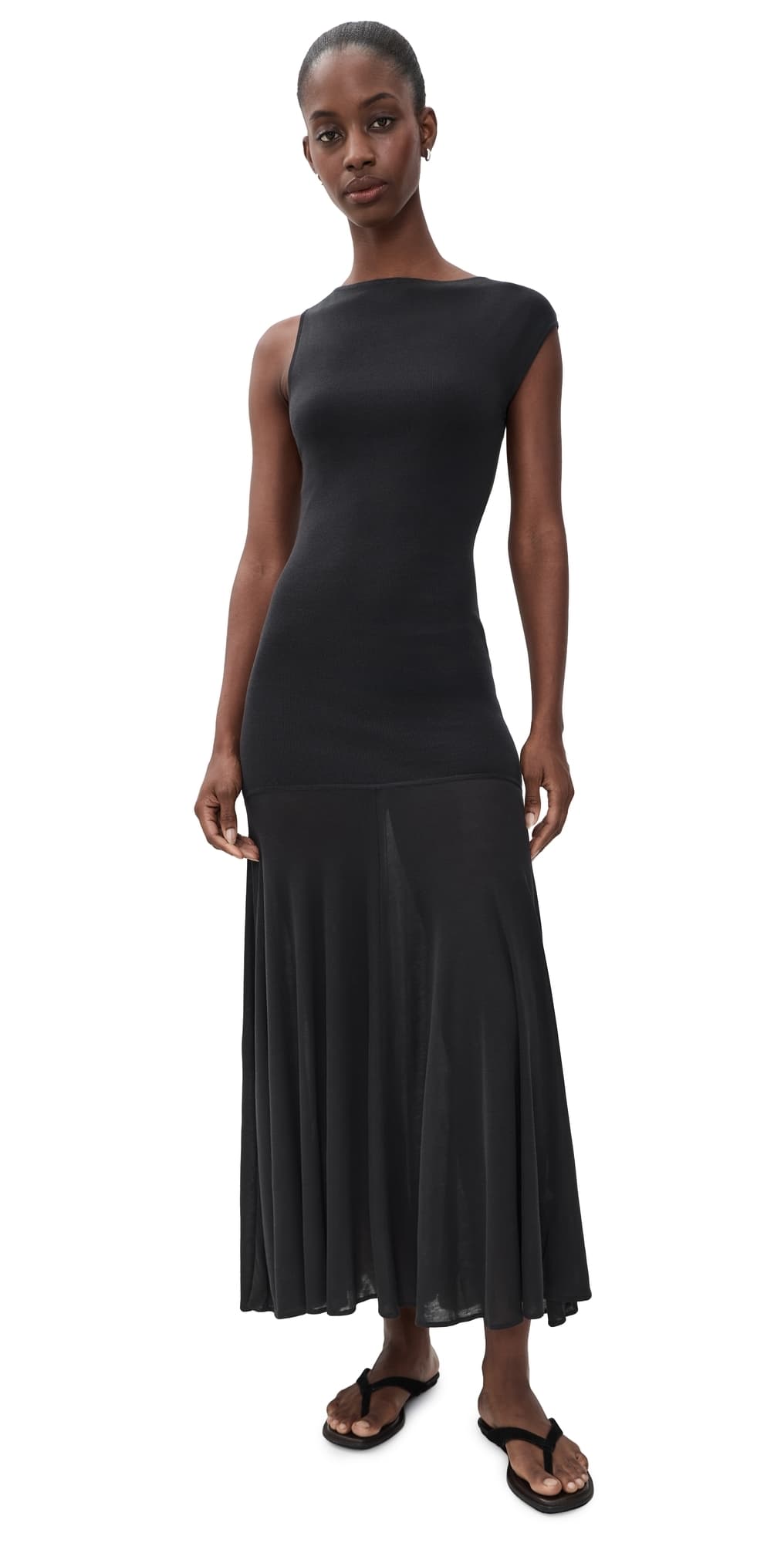 St. Agni Fine Jersey Circle Hem Dress Charcoal