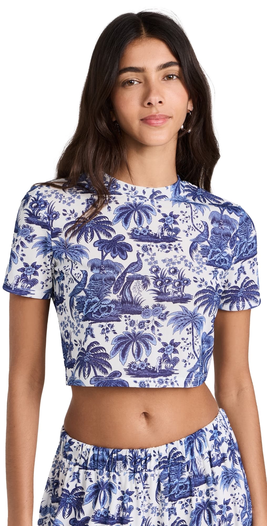 STAUD Fernanda Top Blue Toile