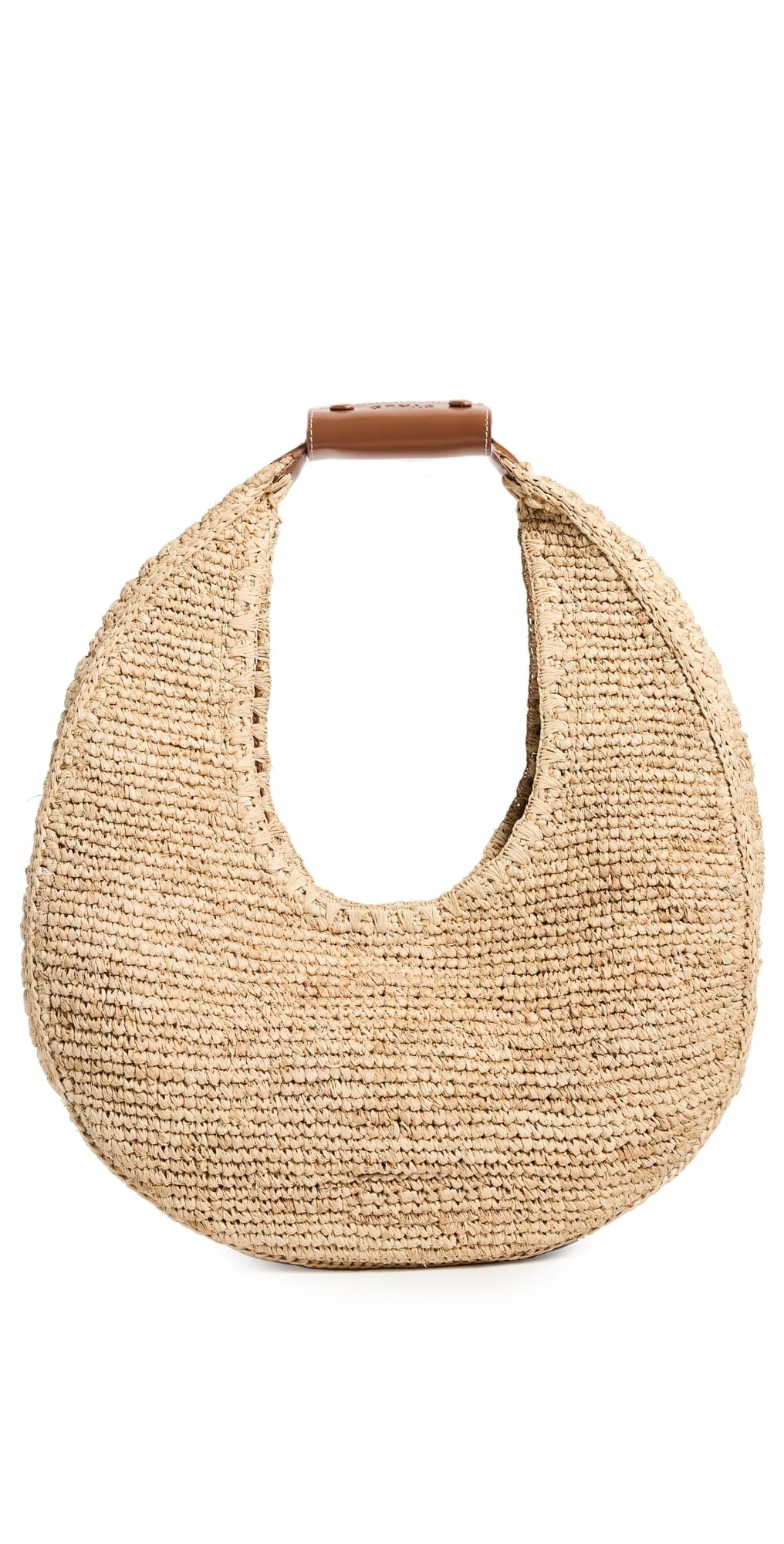 STAUD Large Raffia Moon Tote Bag Natural/Tan