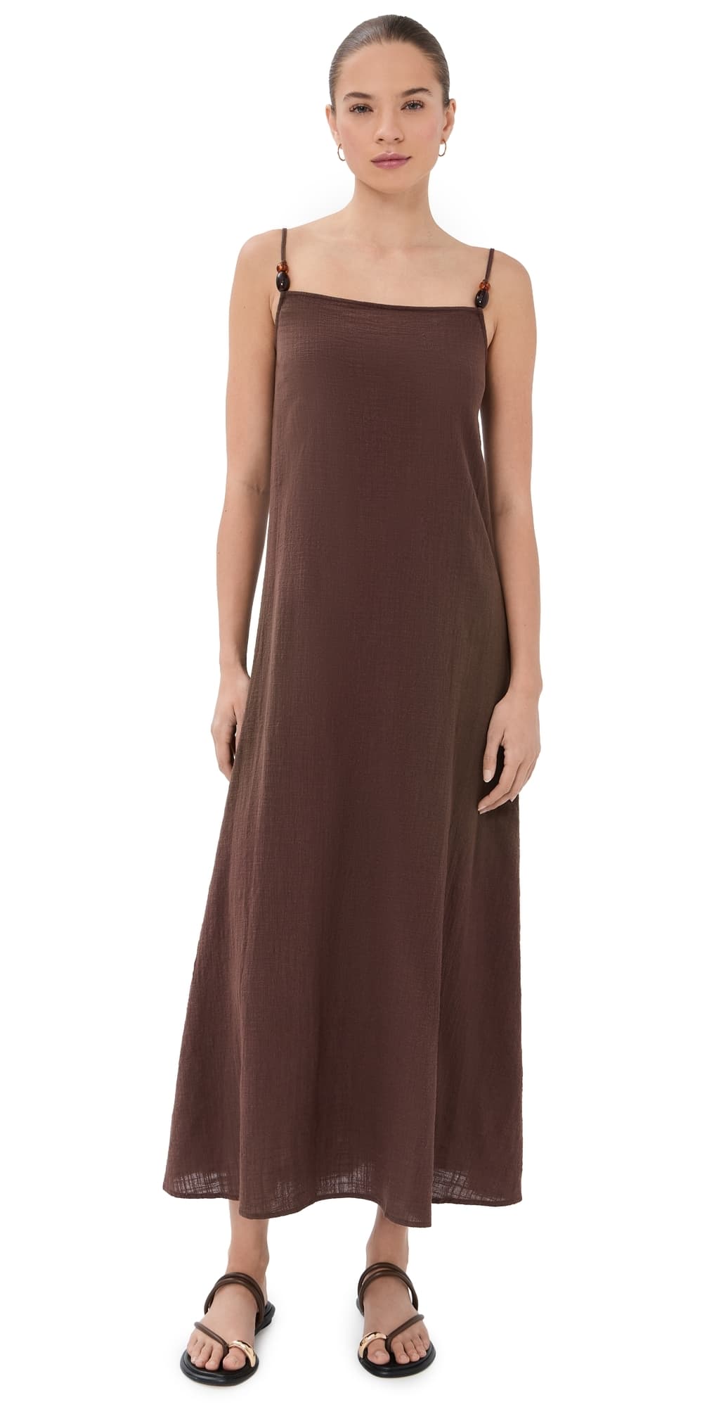 STAUD Laura Dress Dark Chocolate