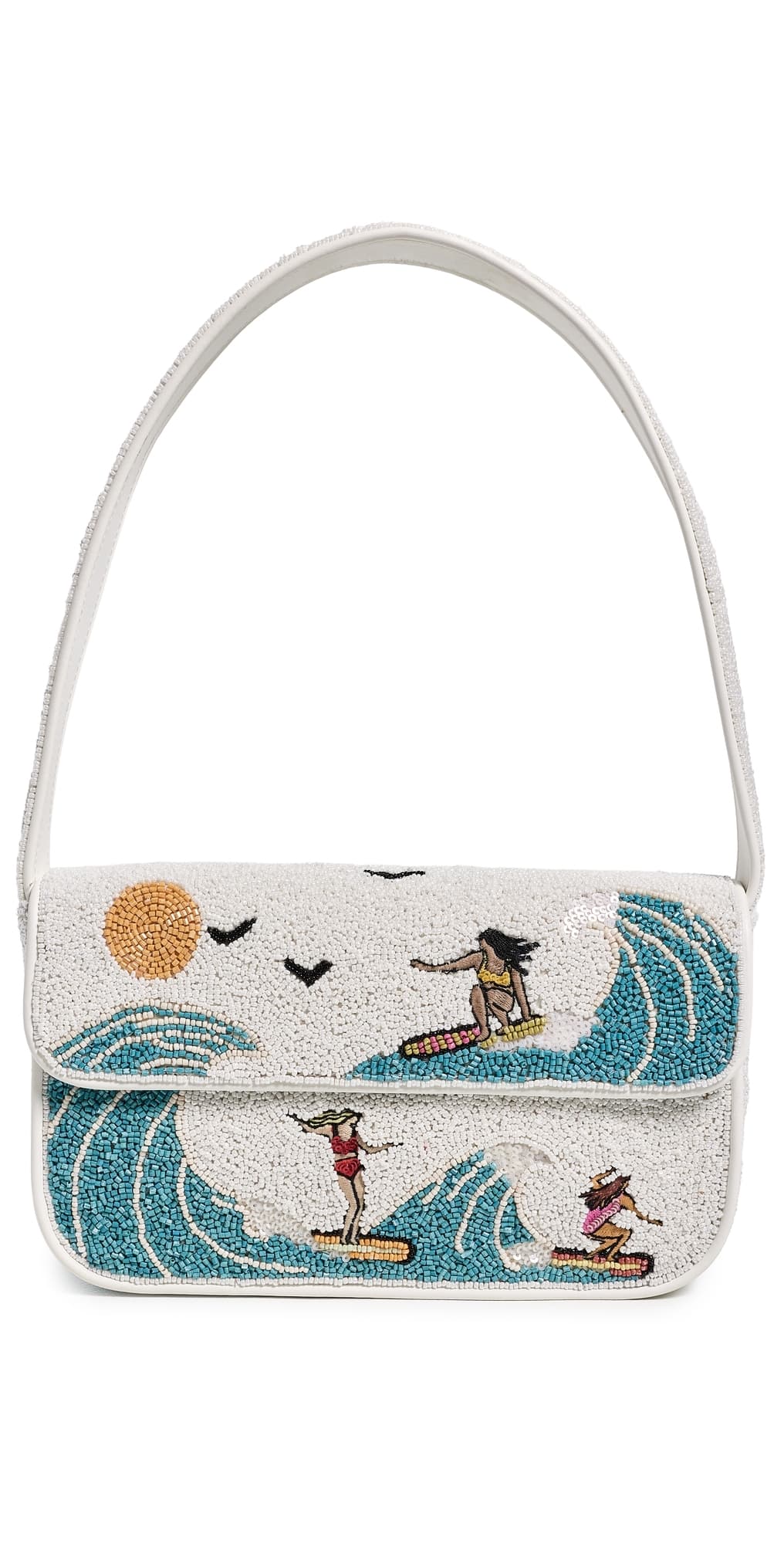 STAUD Tommy Beaded Shoulder Bag Surf Babes