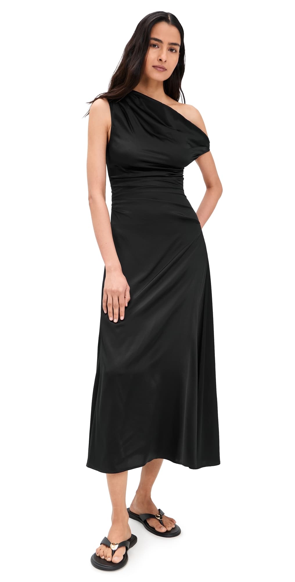 STAUD Phare Silk Dress Black