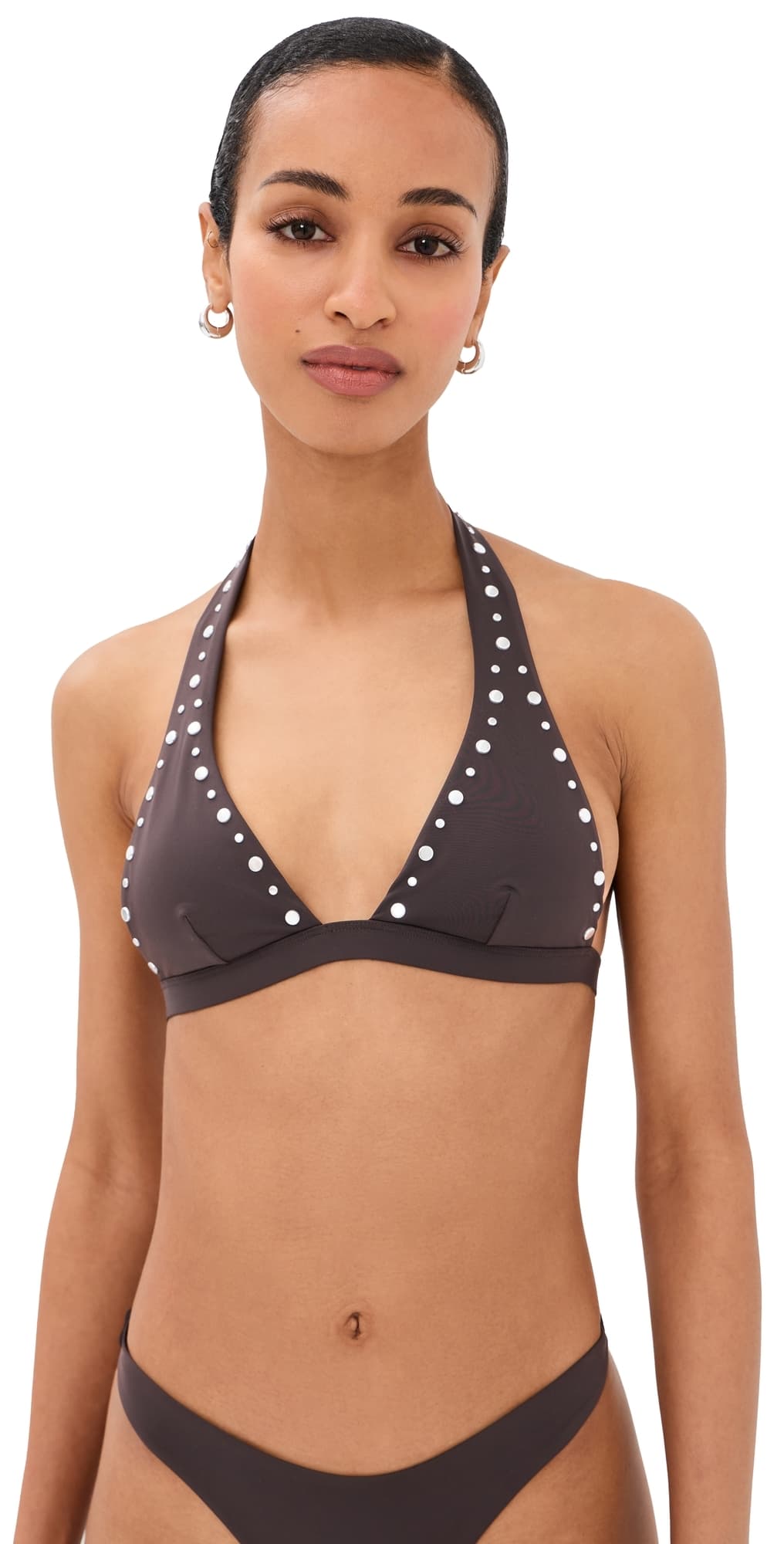 STAUD Irina Bikini Top Espresso Studs