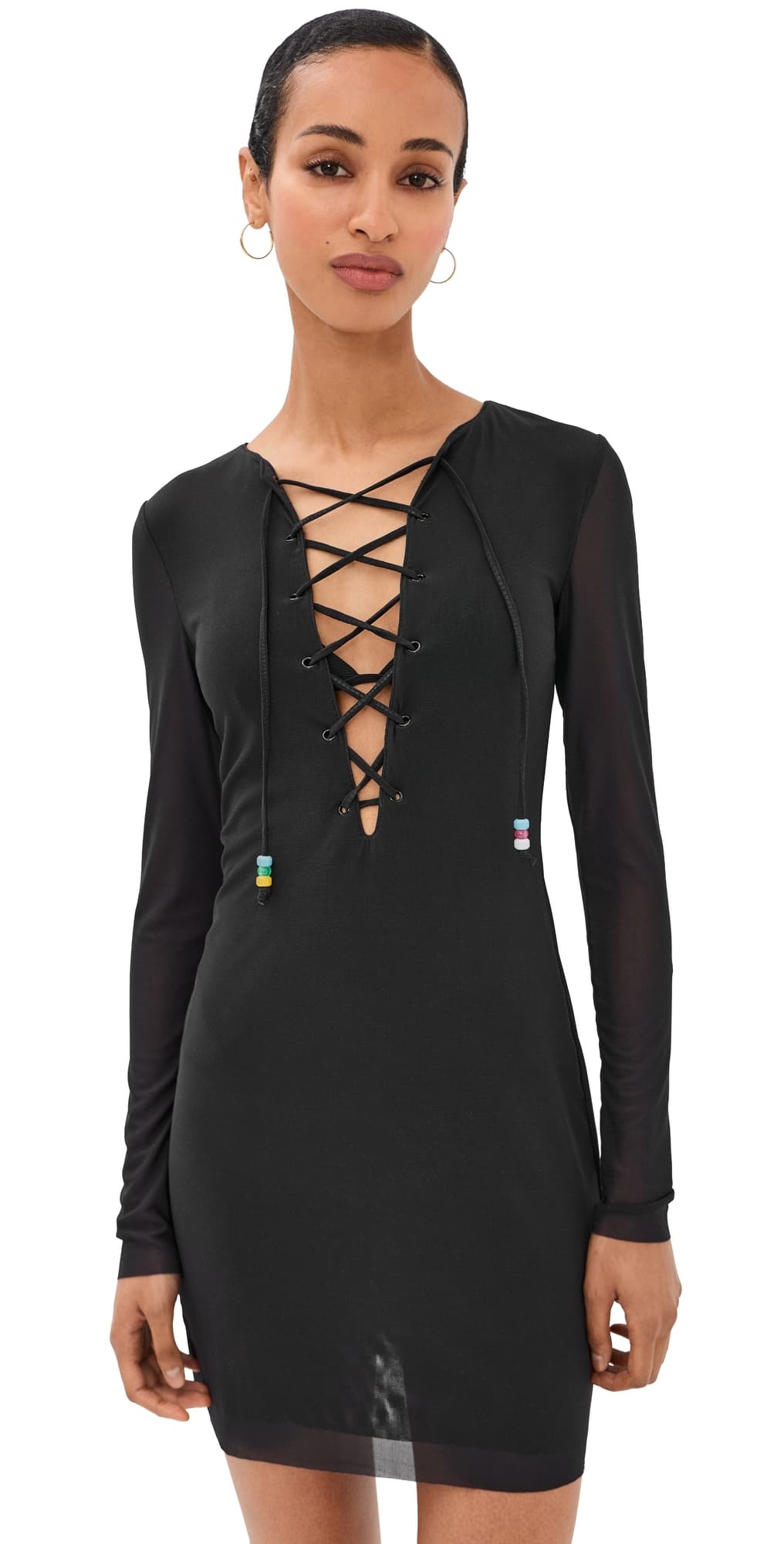 STAUD Reve Coverup Mini Dress Black