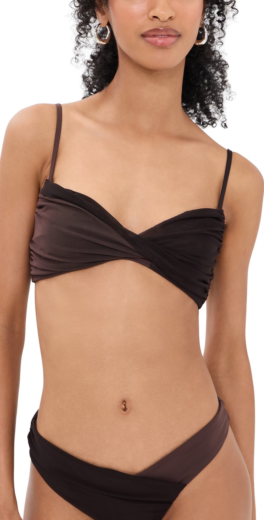 STAUD La Mer Bikini Top Espresso/Dark Chocolate