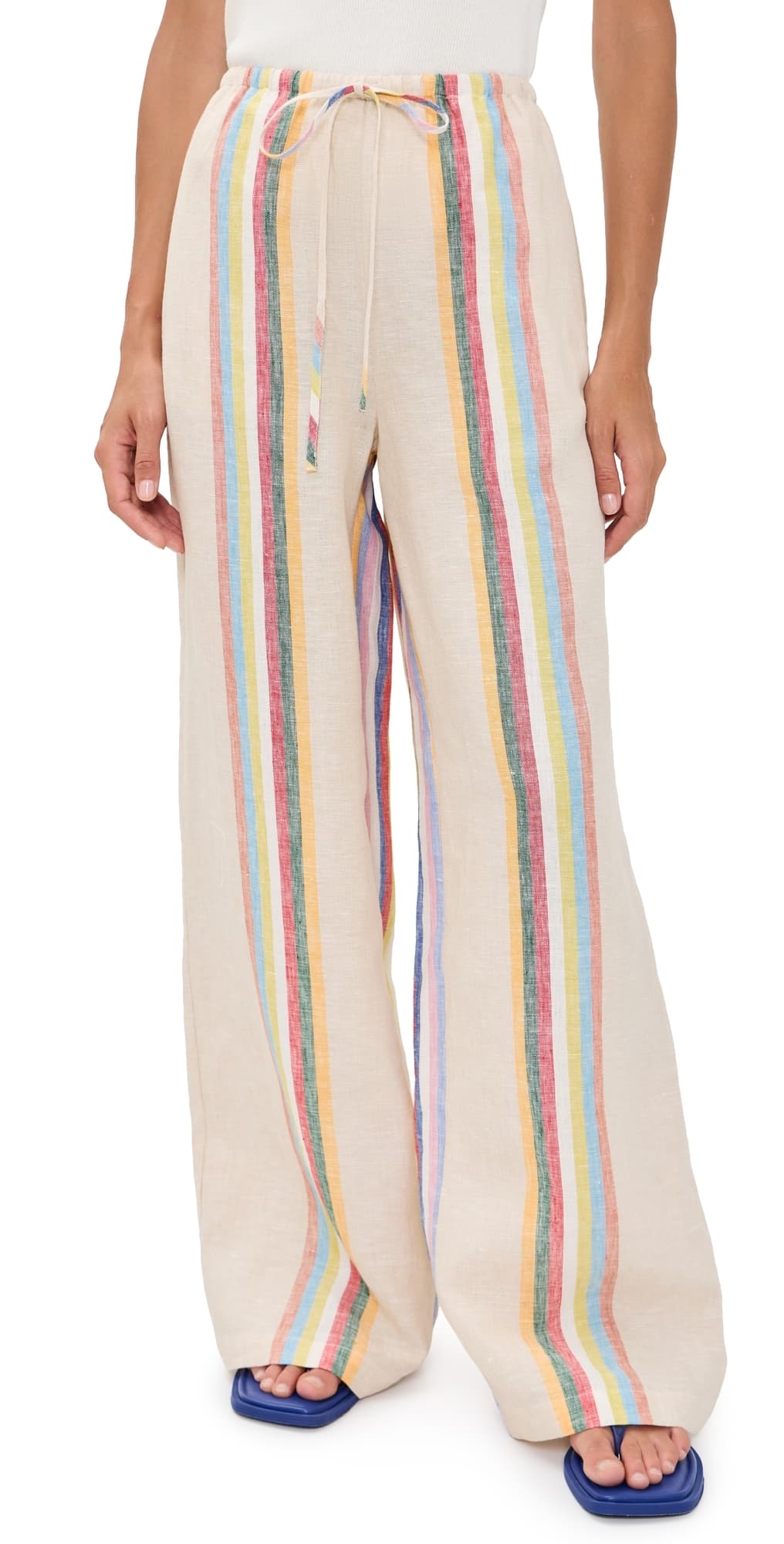 STAUD Mateo Linen Pants Day Trip Stripe