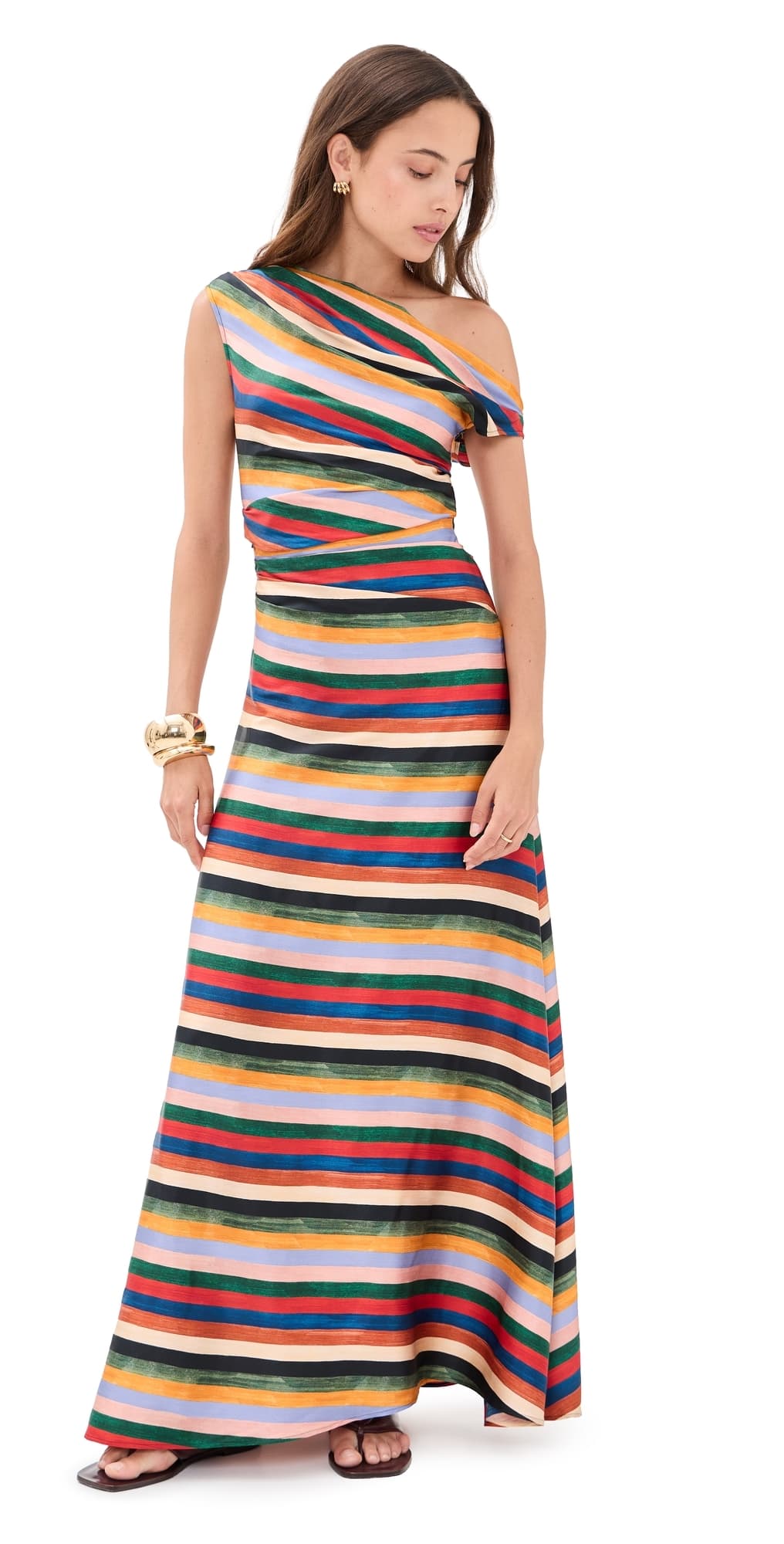 STAUD Phare Silk Maxi Dress Artist Stripe