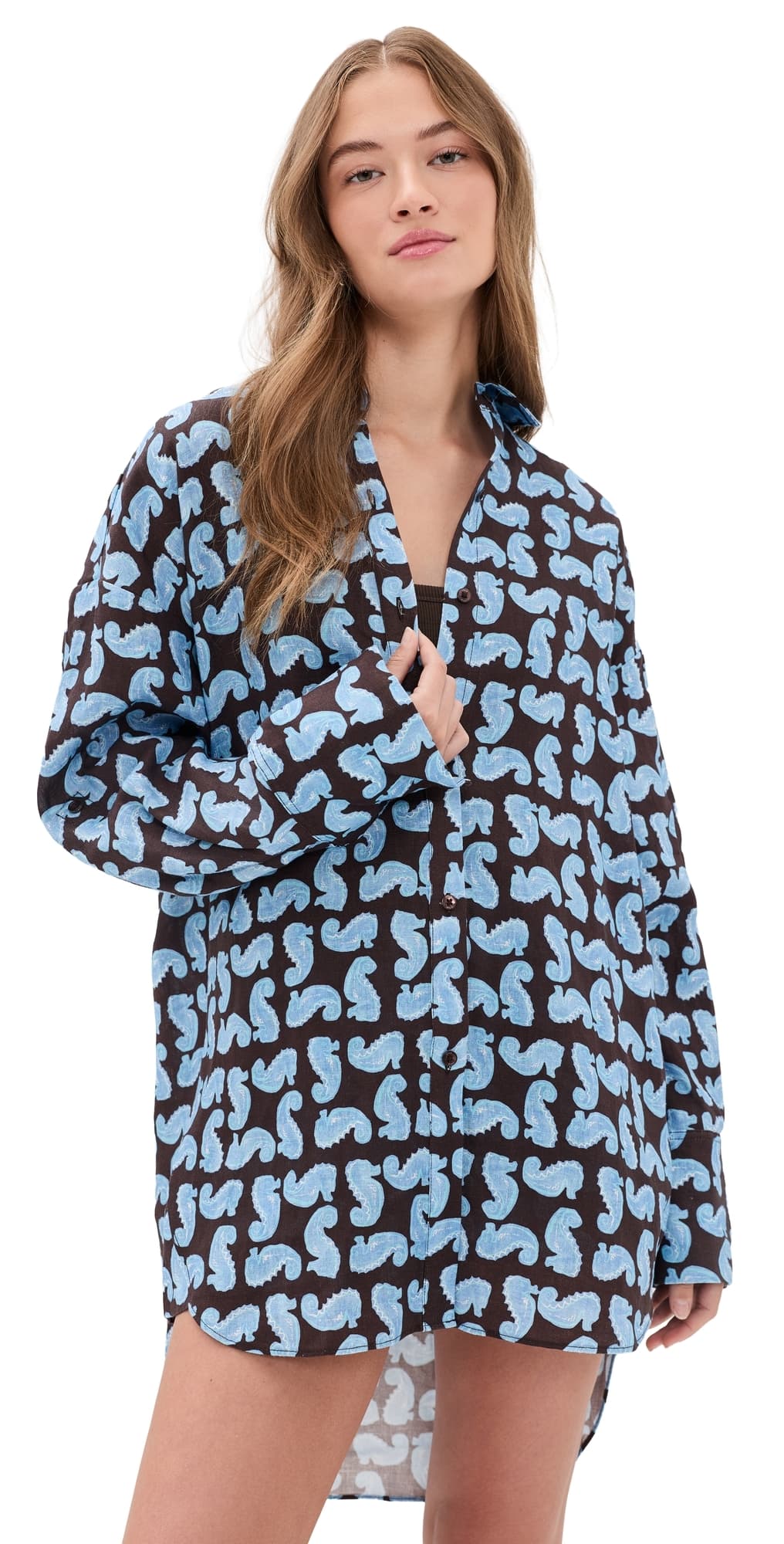 STAUD Sandbar Linen Top Seahorse