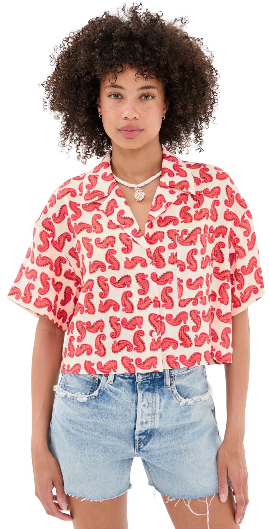 STAUD Daya Linen Top Seahorse Cream