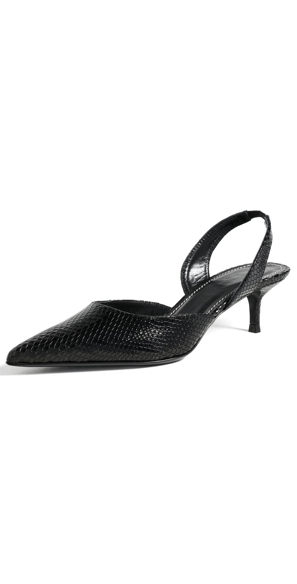 STAUD Sebastian Slingback Heels Black Snake