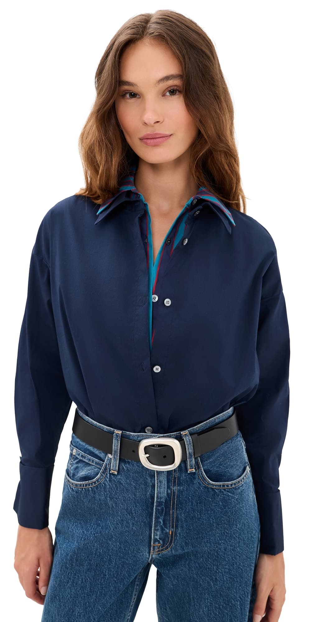 STAUD Uptown Bodysuit Navy/Potter Stripe