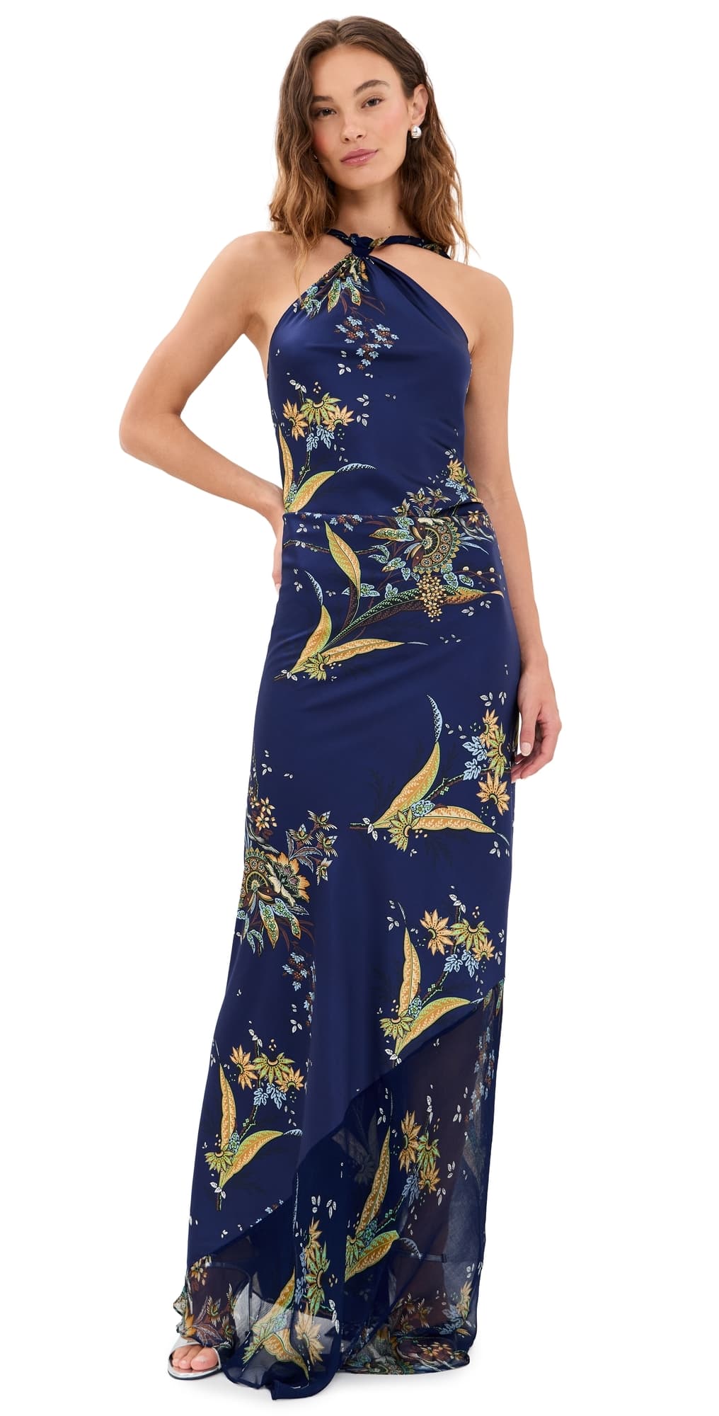 STAUD Charli Silk Dress Tapestry Midnight