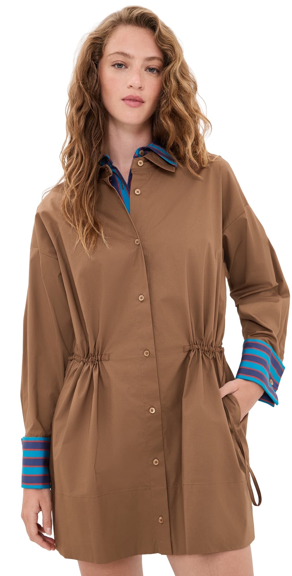 STAUD Uptown Mini Dress Cigar/Potter Stripe