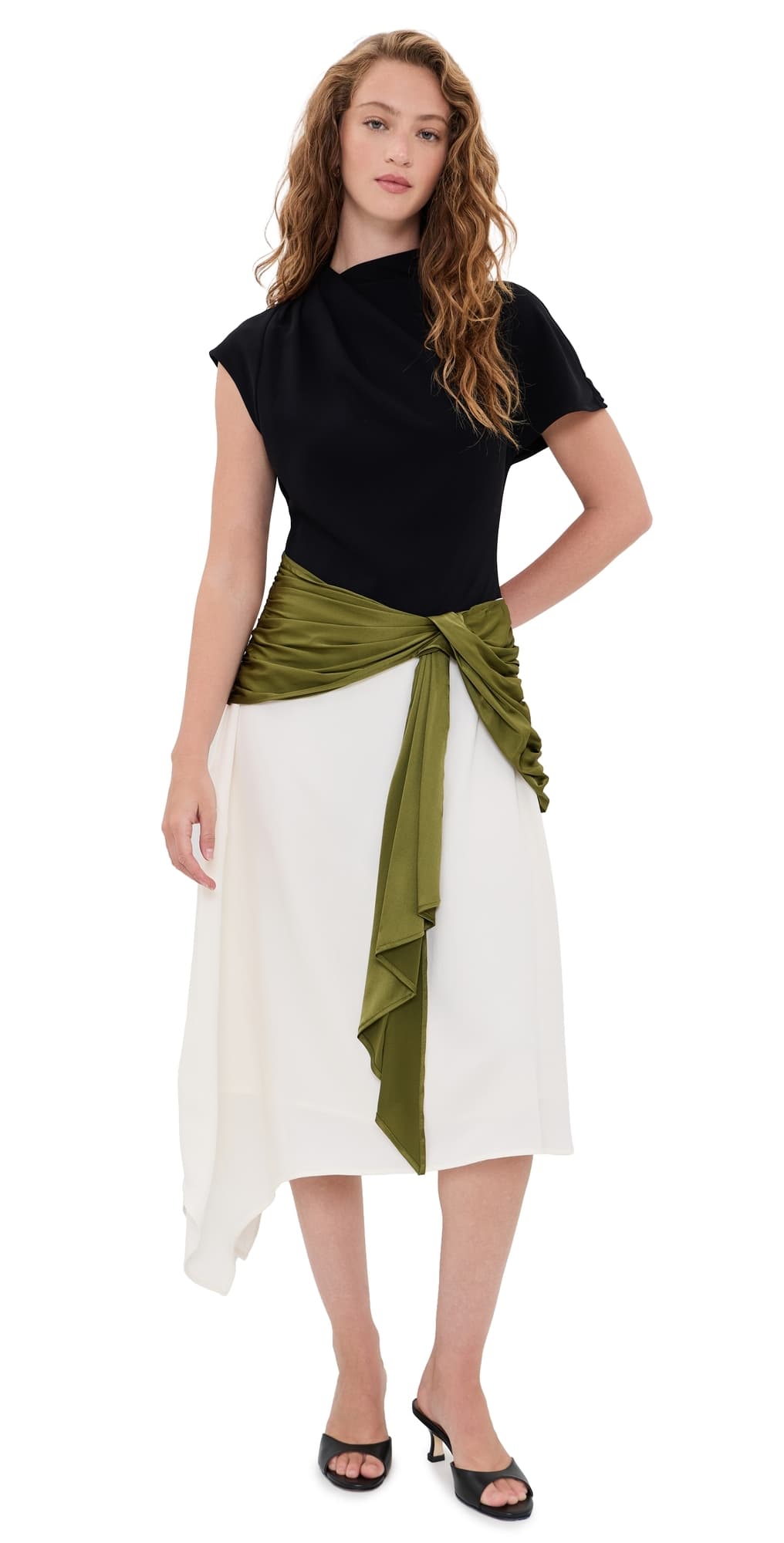 STAUD Davina Dress Black/Pear Multi