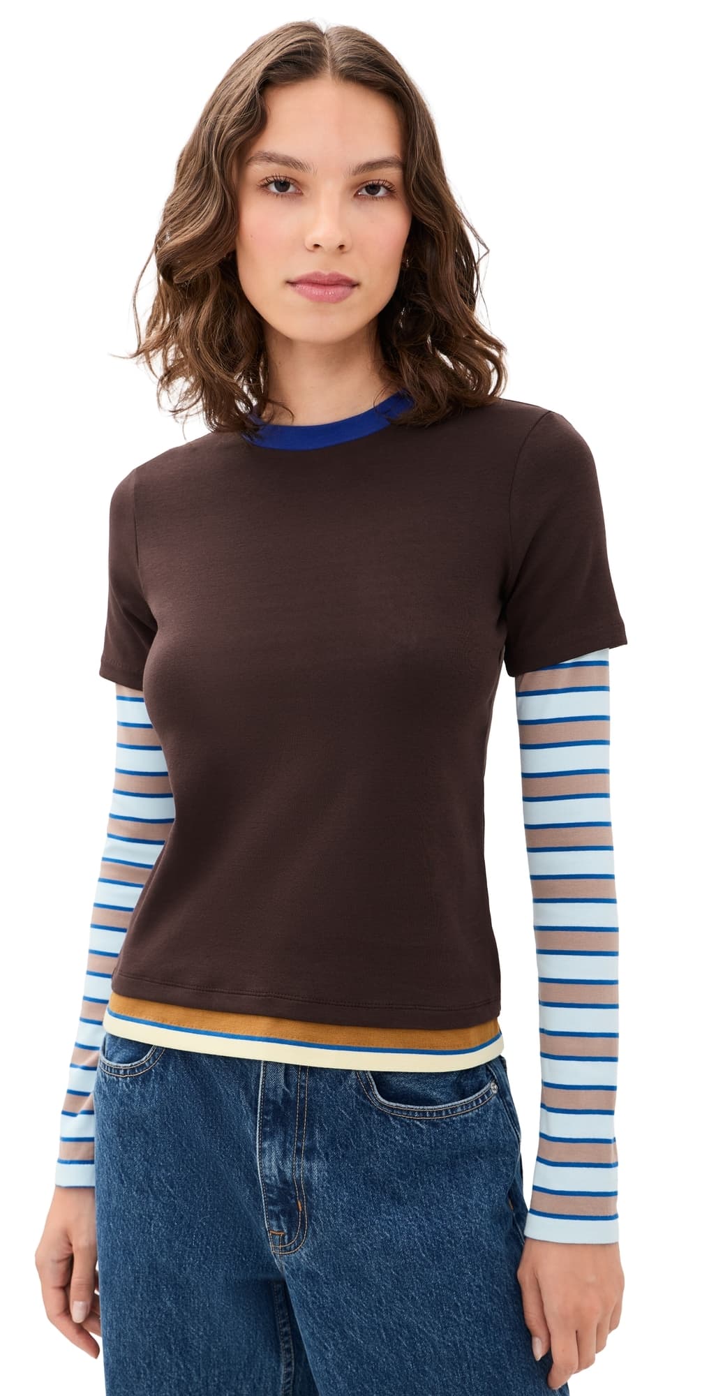 STAUD Dillon Tee Earth/Horizon Stripe