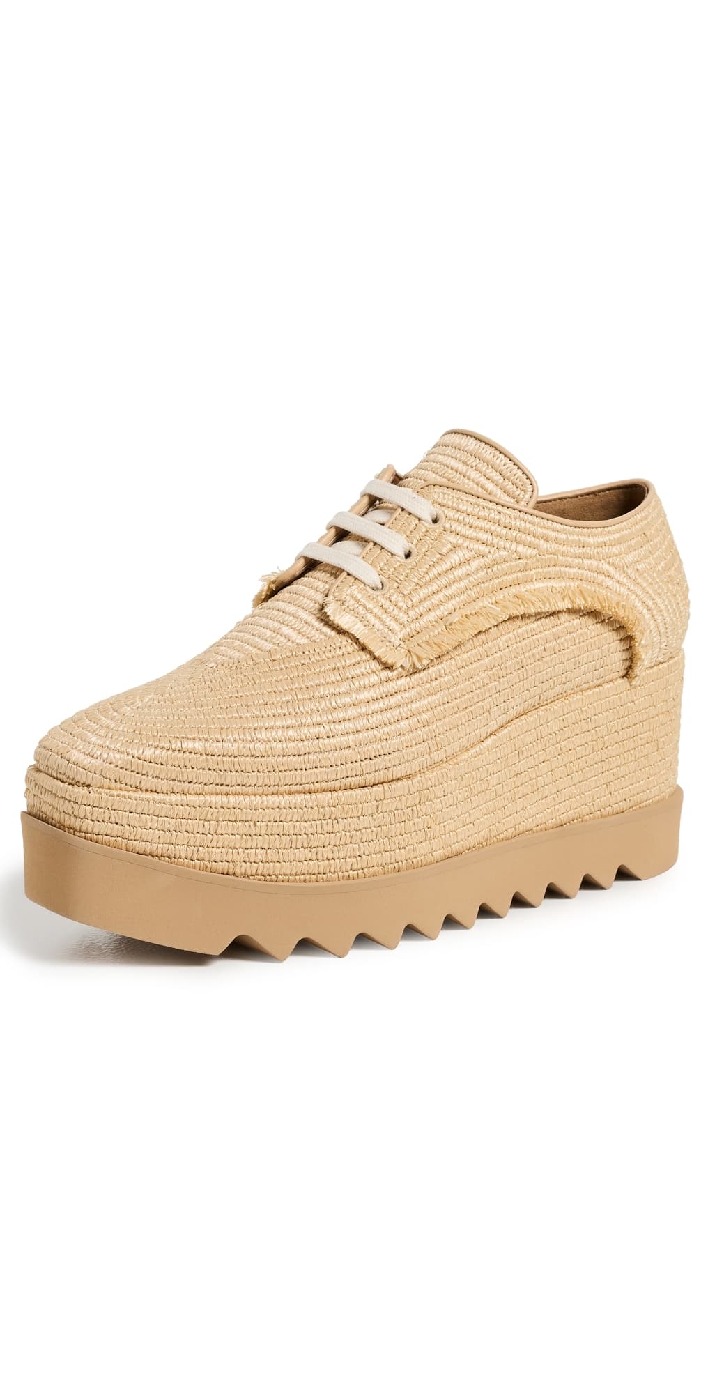 Stella McCartney Elyse Allover Woven Raffia Sneakers Natural