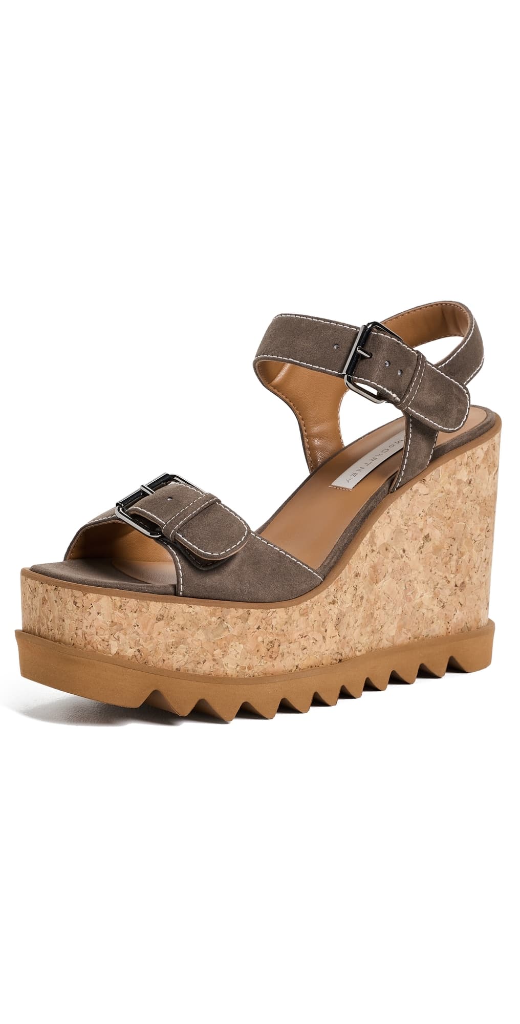 Stella McCartney Sneakelyse Alter Suede Buckle Sandals 120 dark taupe