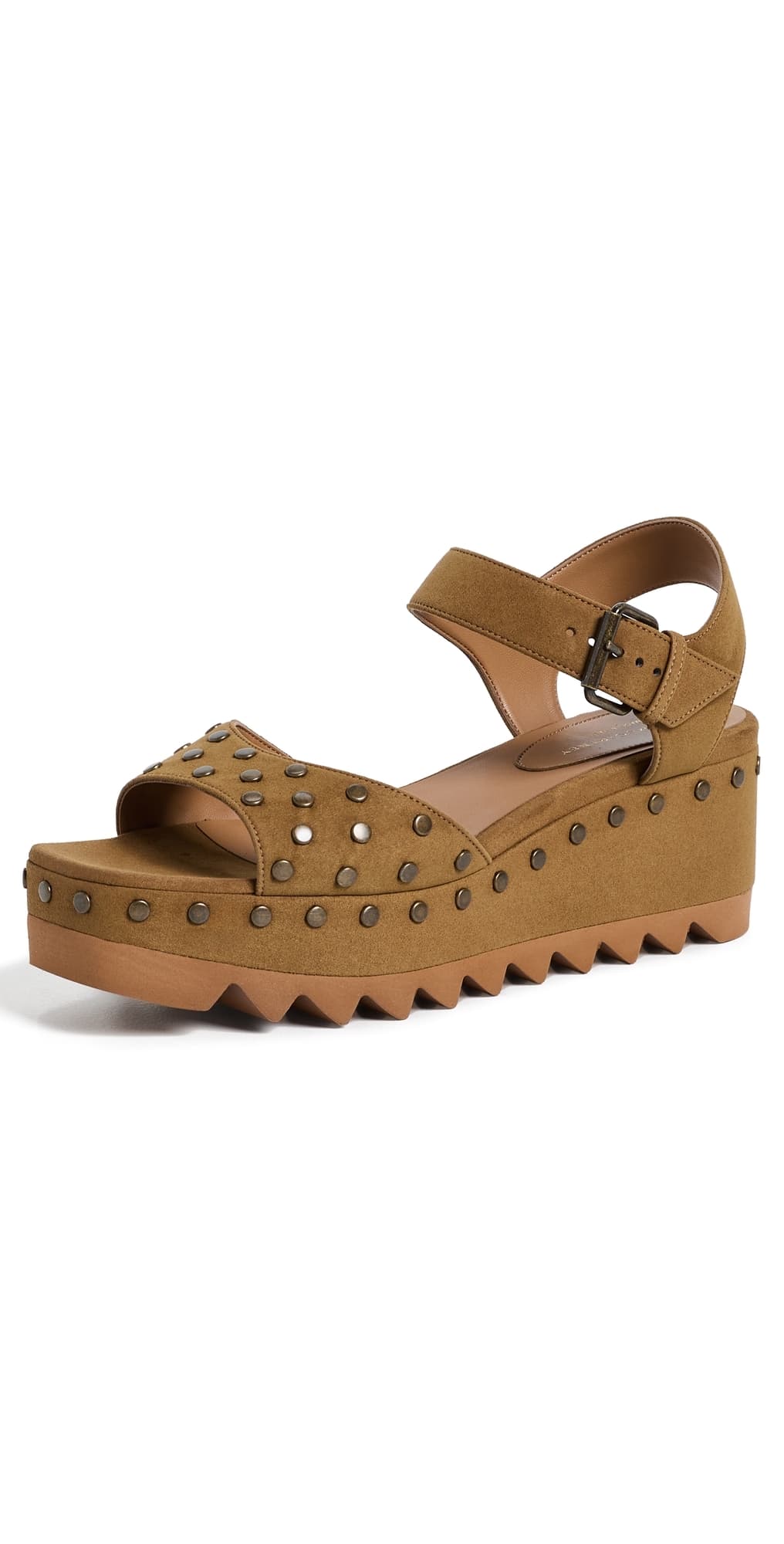 Stella McCartney Elyse Studded Faux Suede Platform Sandals Brandy